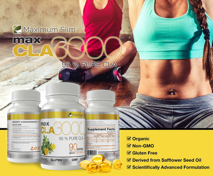 MAX CLA 3000, High Potency, Natural Weight Loss Exercise Enhancement, Increase Lean Maximum SlimUS supplements
