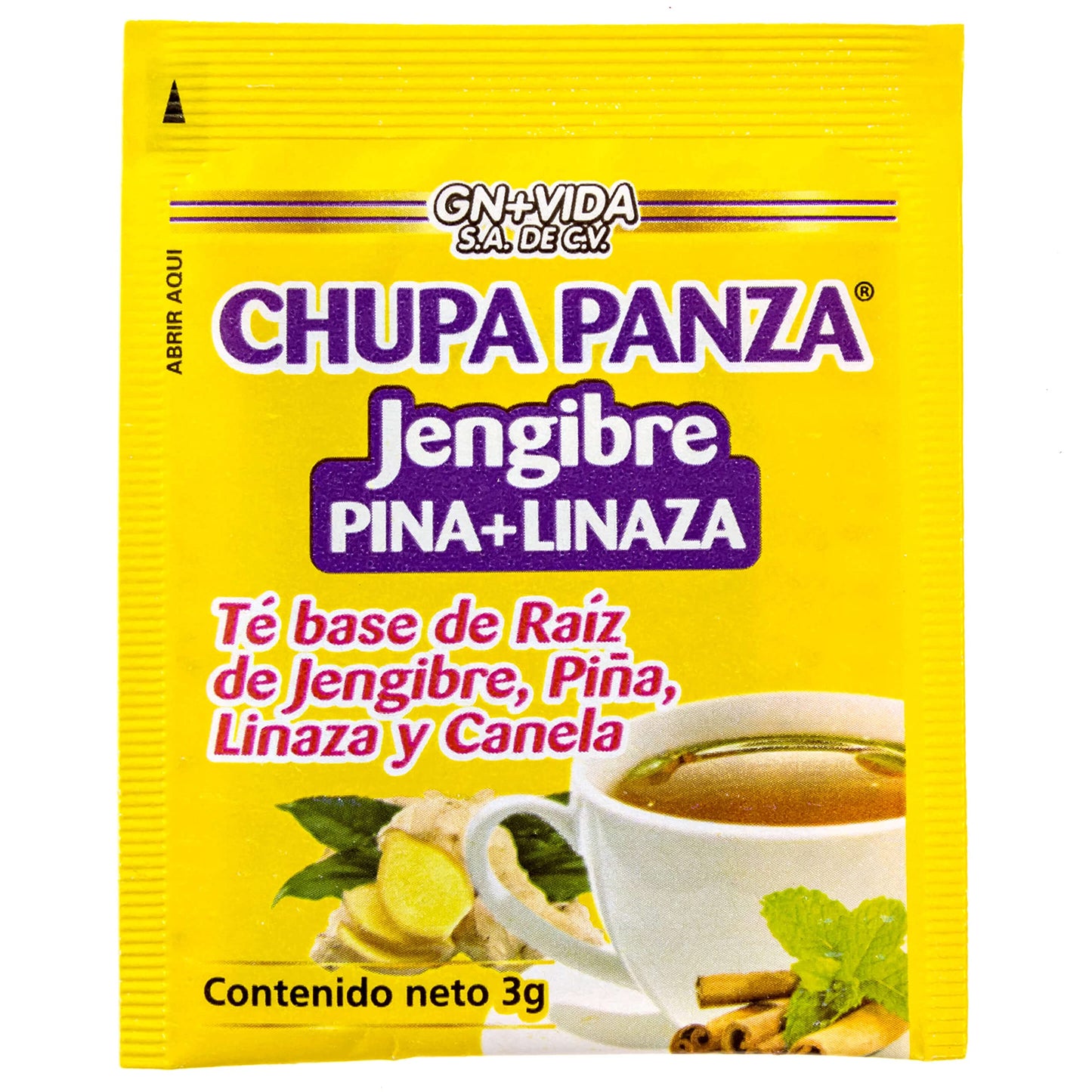 Tea CHUPA Panza, Tea Based ONGINGER Root, PINNEAPPLE, Flaxseed & Cinnamon GN+VidaUS supplements