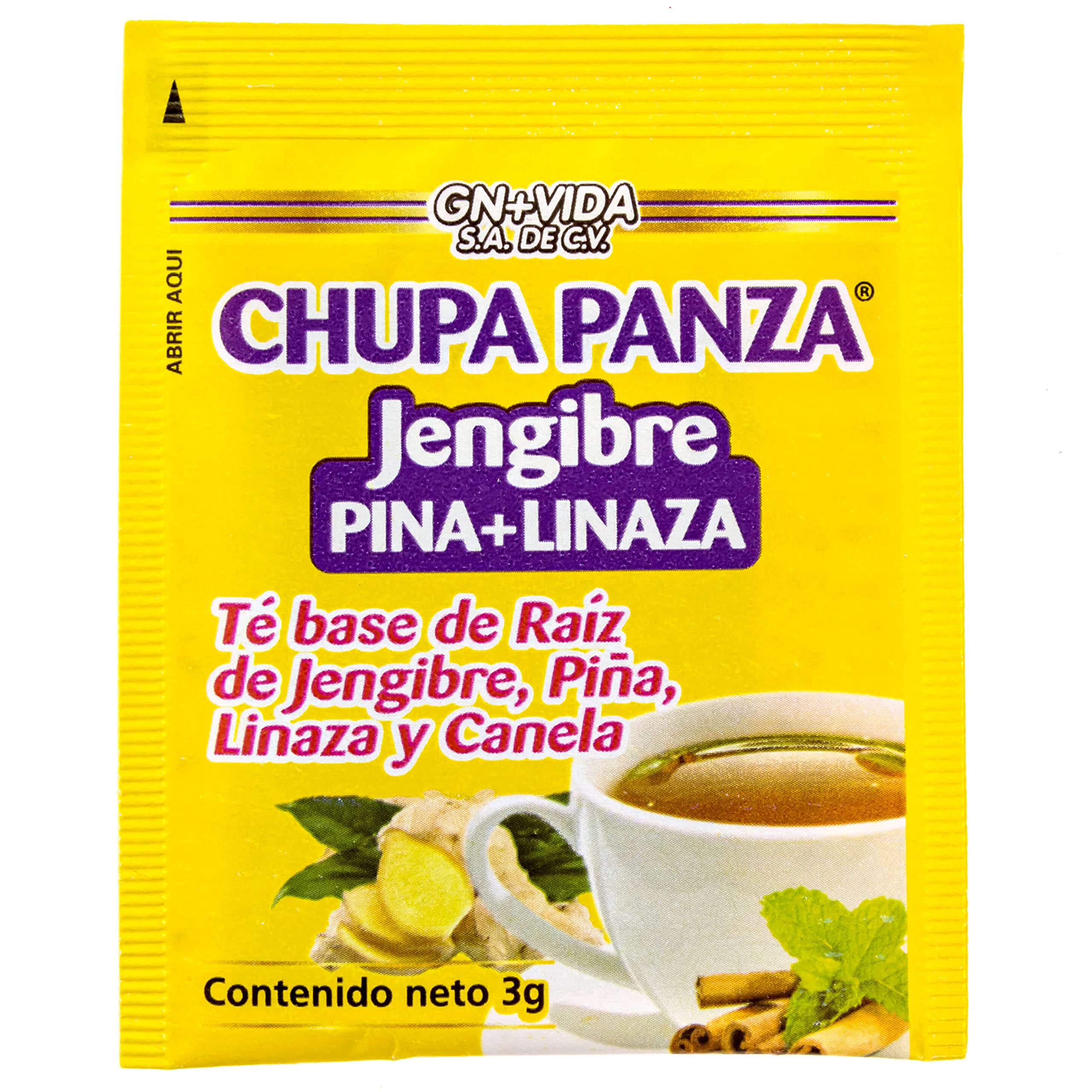 Tea CHUPA Panza, Tea Based ONGINGER Root, PINNEAPPLE, Flaxseed & Cinnamon GN+VidaUS supplements