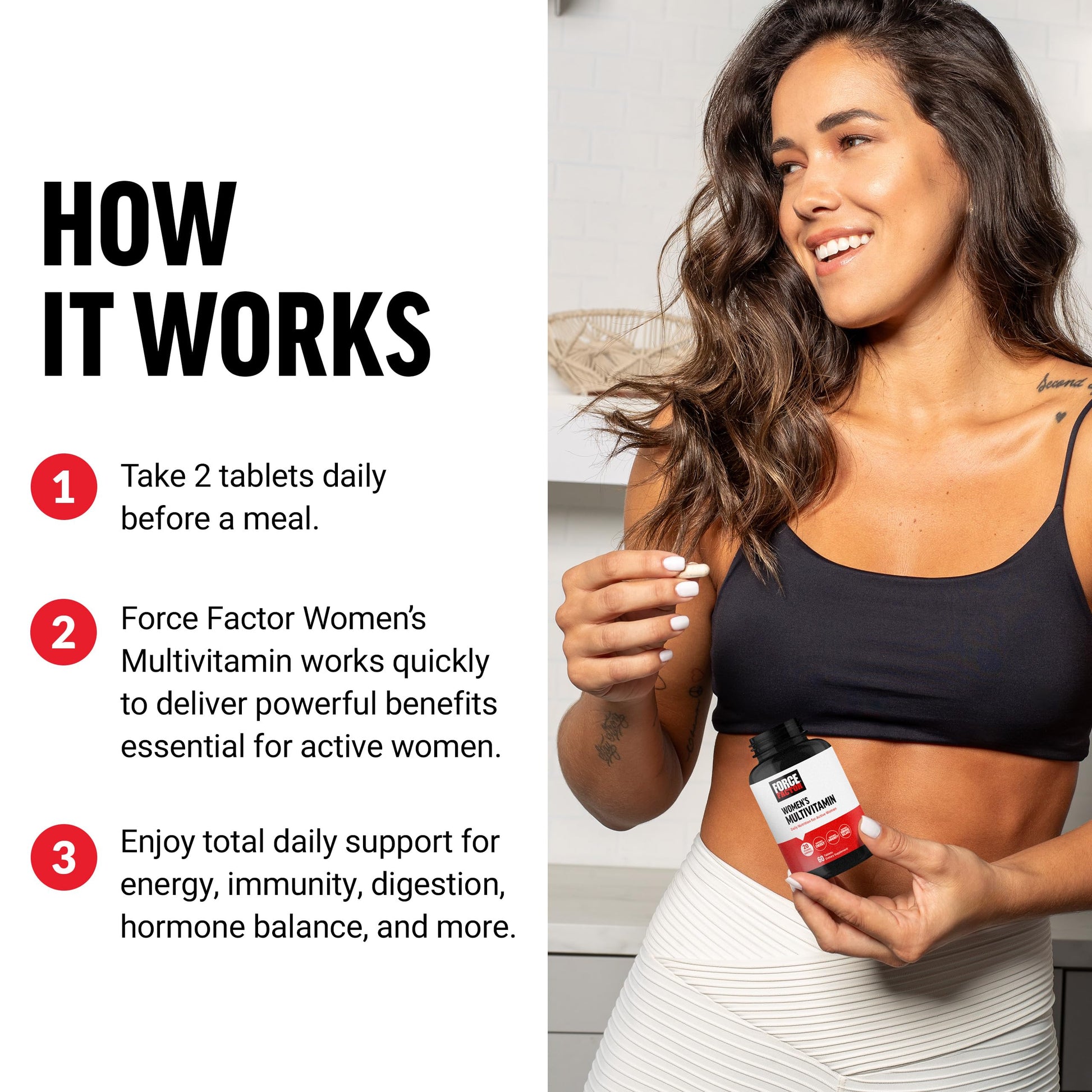 Force Factor Women’s Multivitamin, Multivitamin for Women to Support Hormone Balance, Energy, Immunity, and Gut Health, with 20 Vitamins & Minerals, Ashwagandha, Chasteberry, and More, 60 Tablets Force FactorAu supplements