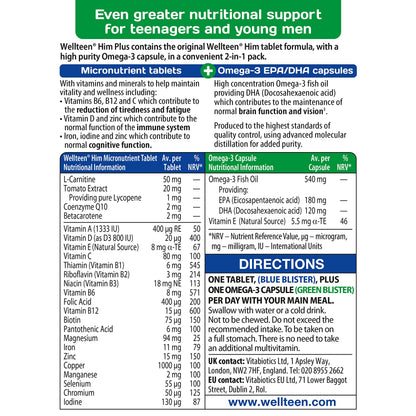 Vitabiotics Wellteen Him Plus Tablets/Capsules, 56 Count (Pack of 1) WellteenUS supplements