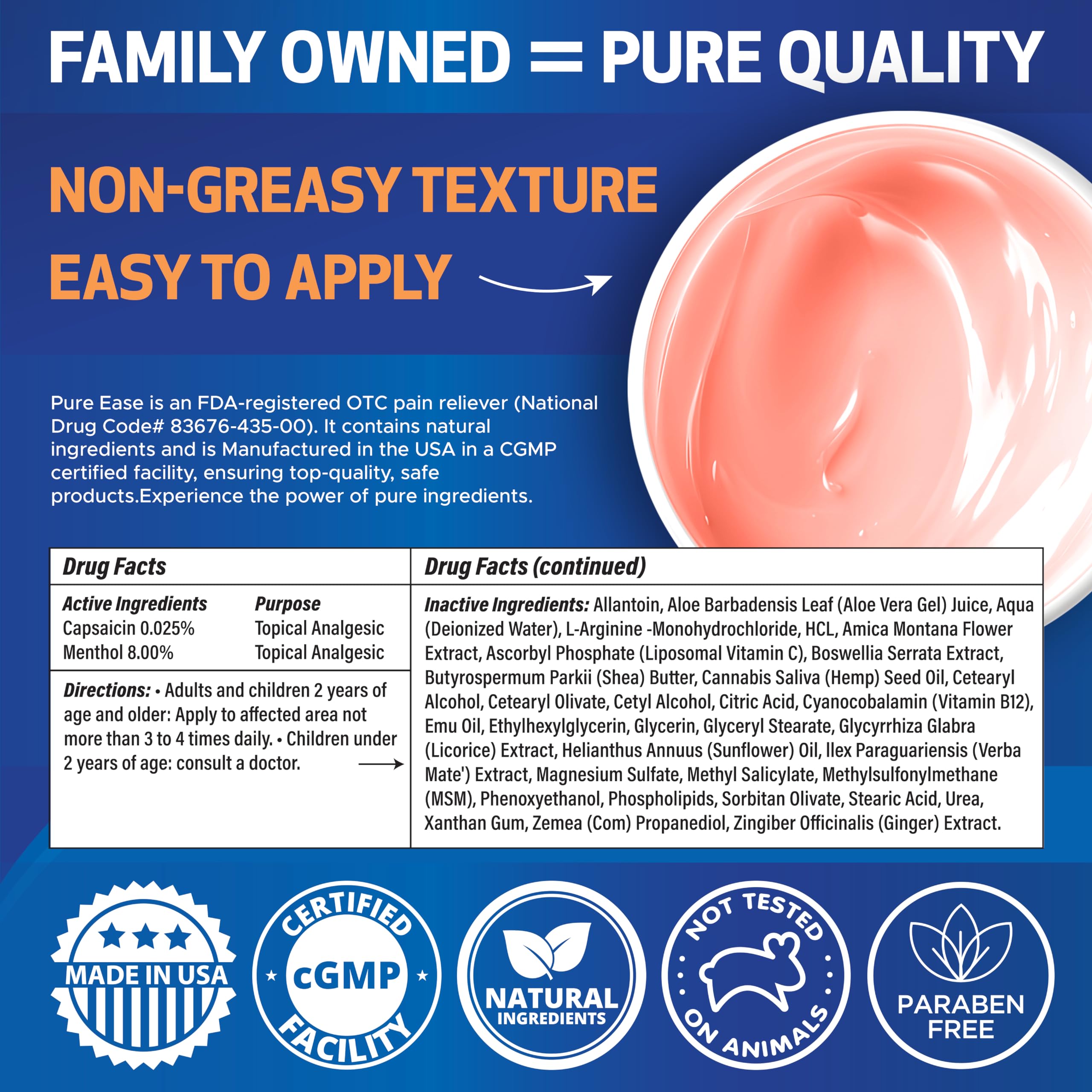 Pure Ease Arthritis Pain Relief Cream for Back 3 in 1 Maximum Instant Relief 2 OZ - Fast-Acting Muscle Pain Cream Extra Strength Joint & Knee - Powerful Formula for Neck Shoulder & Lower Back Pure EaseAu supplements