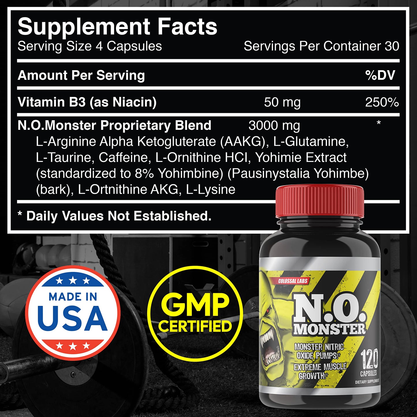 Colossal Labs Nitric Oxide Booster with L-Arginine, Extreme Pumps to Build Strength Goliath LabsUS supplements