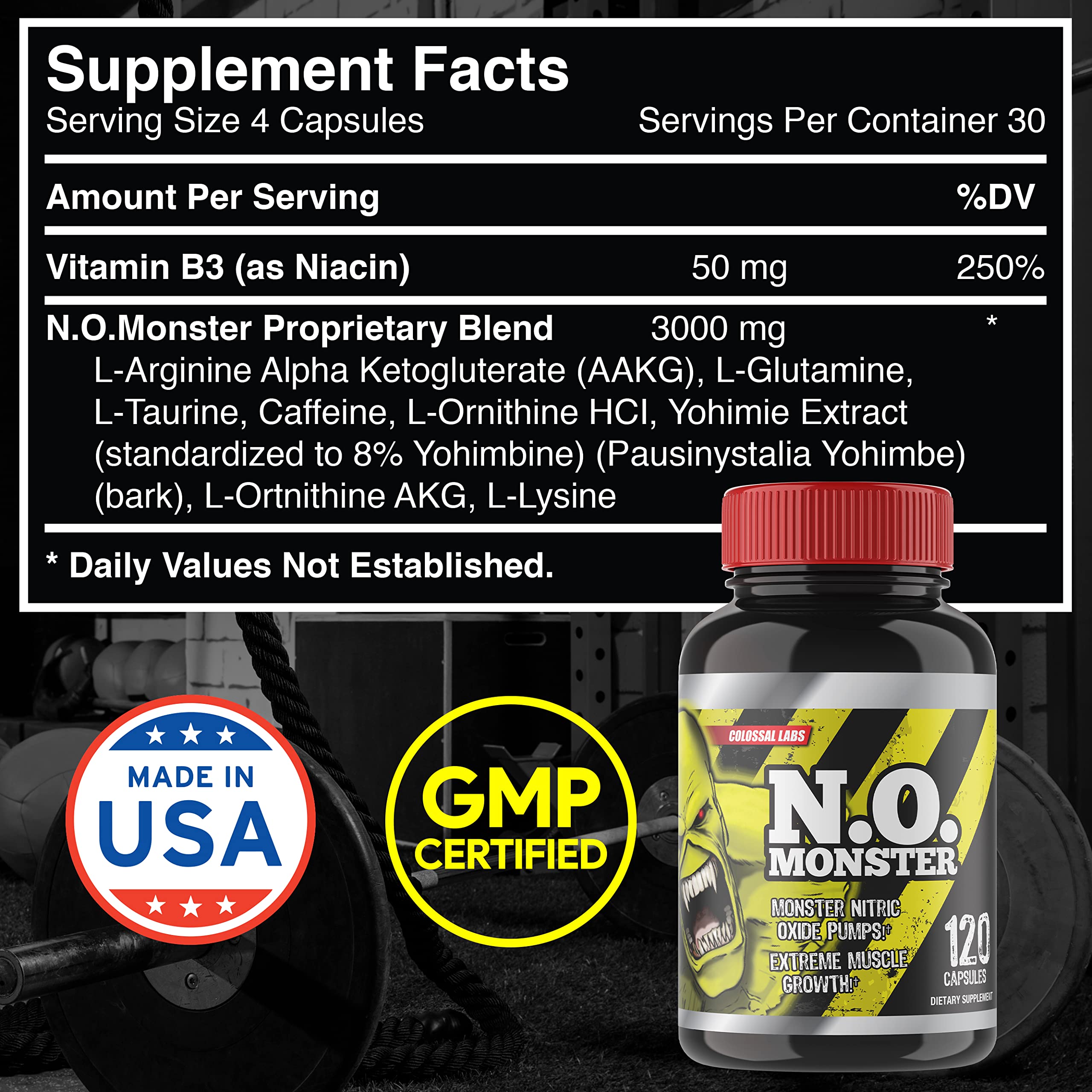 Colossal Labs Nitric Oxide Booster with L-Arginine, Extreme Pumps to Build Strength Goliath LabsAu supplements