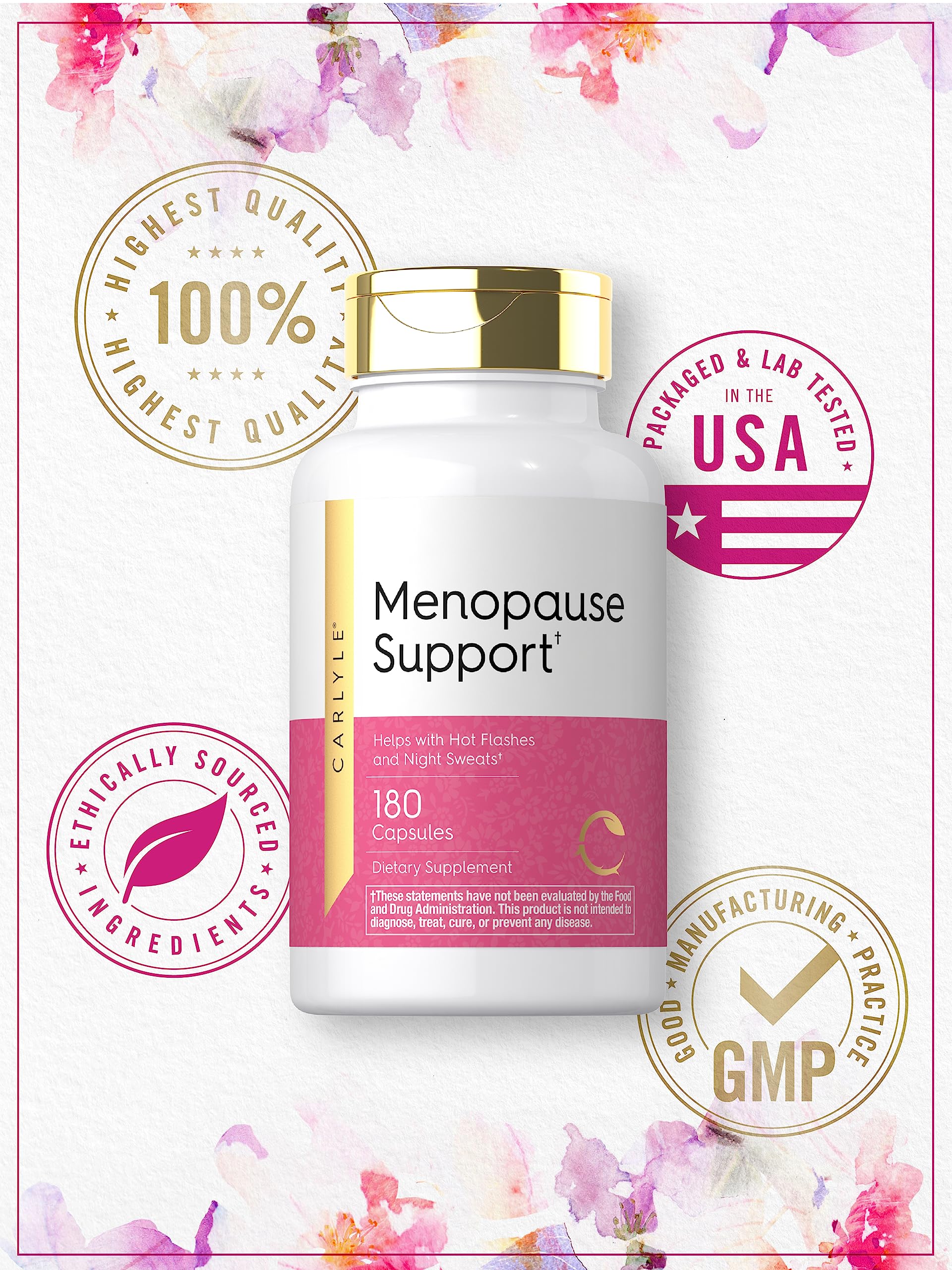 Carlyle Menopause Supplement for Women | 180 Capsules | Helps with Hot Flashes and Night Sweats | Non-GMO, Gluten Free Menopause Support CarlyleAu supplements
