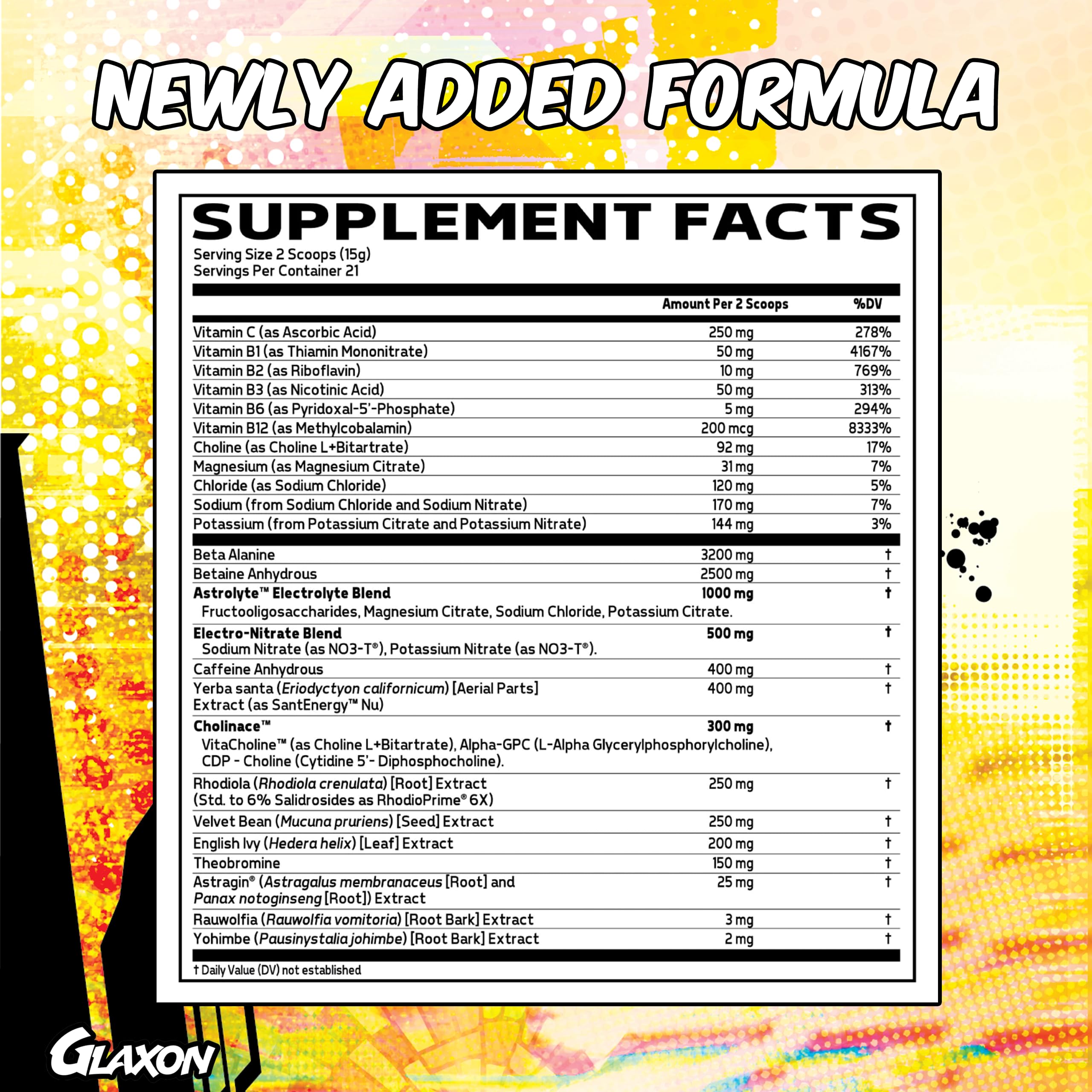 Glaxon Specimen Max High Stim Pre-Workout | 400mg Caffeine + 3200mg Beta Alanine GlaxonAu supplements