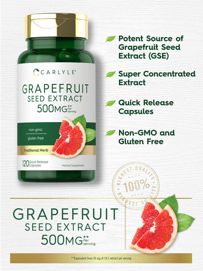 Carlyle Grapefruit Seed Extract | 500 mg 120 Capsules | Maximum Strength | Non-GMO CarlyleUS supplements