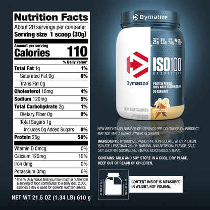 Dymatize ISO100 Hydrolyzed Protein Powder, 100% Whey Isolate , 25g of Protein, 5.5g DymatizeUS supplements