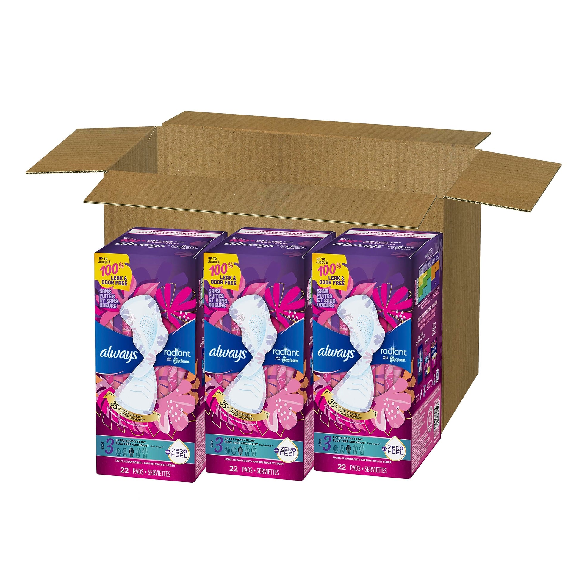 Always Radiant Feminine Pads For Women, Size 3 Extra Heavy Absorbency, With Flexfoam AlwaysAu supplements