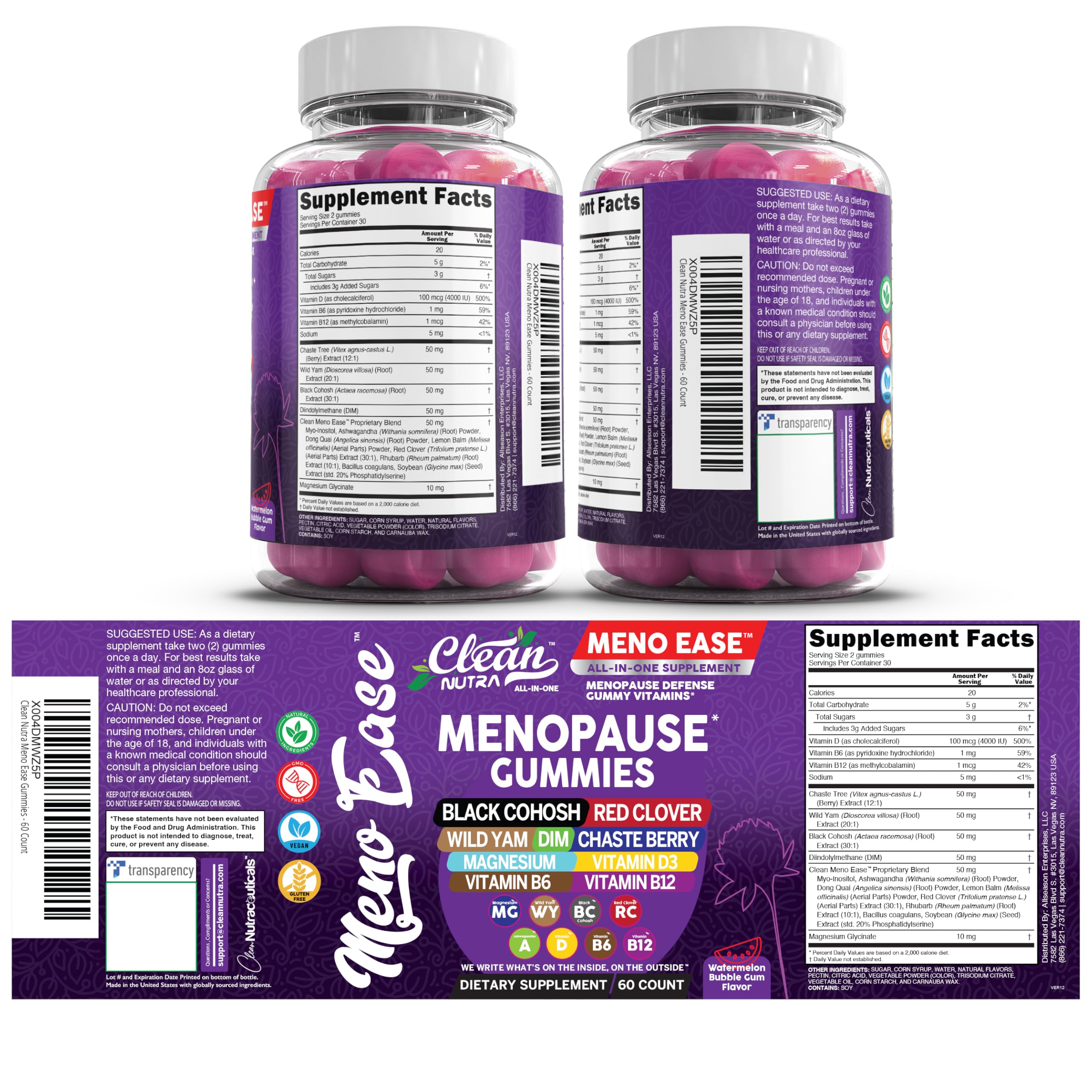 Menopause Supplement for Women Gummies with Black Cohosh, Wild Yam, DIM, Magnesium, Red Clover Chasteberry for Hormone Balance Relief Night Sweats Mood Plus Bergamot, Vitamin D3, Vitamin B6 B12 Clean NutraceuticalsAu supplements