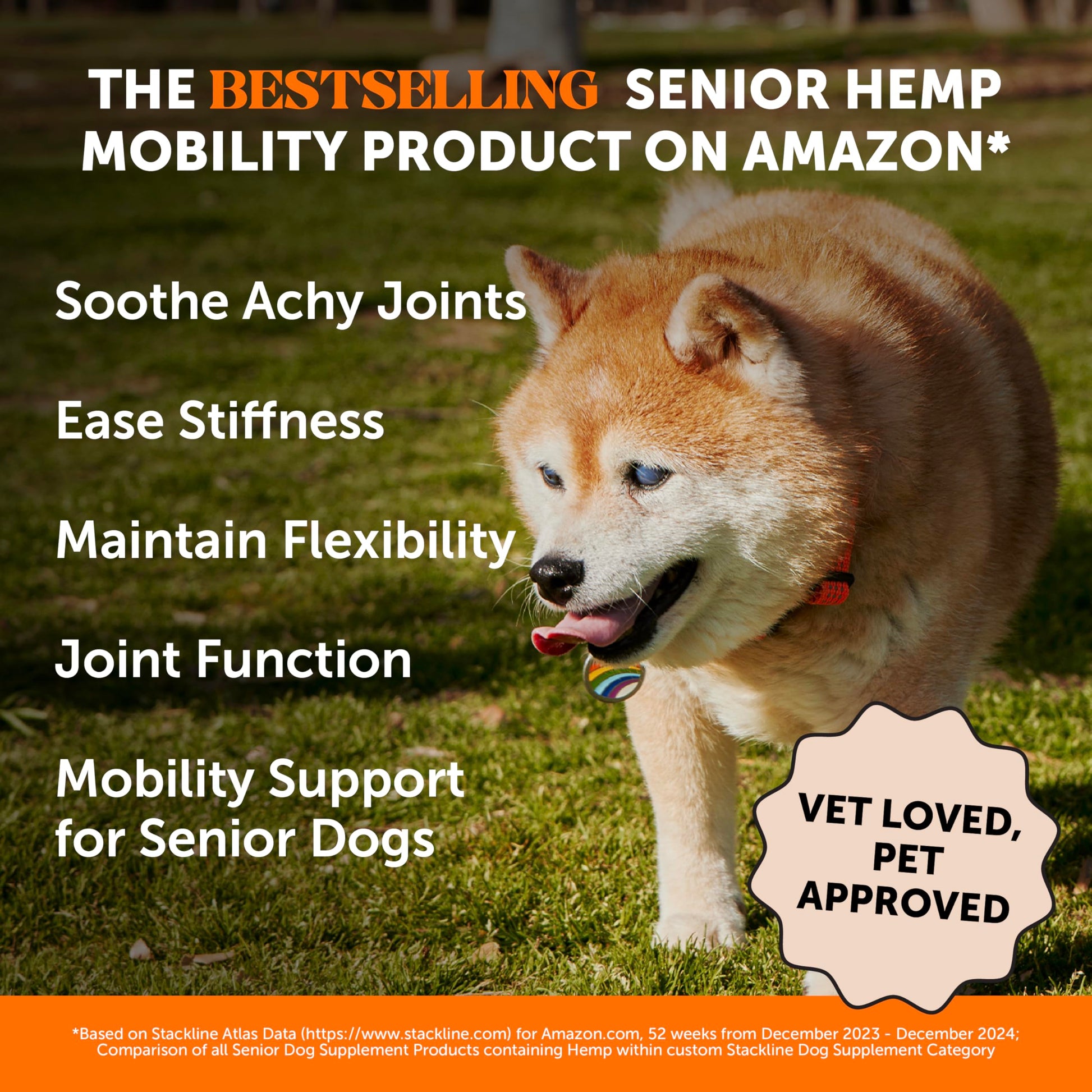 Senior Hemp Hip and Joint Supplement for Dogs - Glucosamine Chondroitin, MSM & Green Lipped Mussel - Relief for Joint Stiffness, Advanced Strength Mobility Support for Senior Dogs (Chicken, 90 Ct) Pet HonestyAu supplements