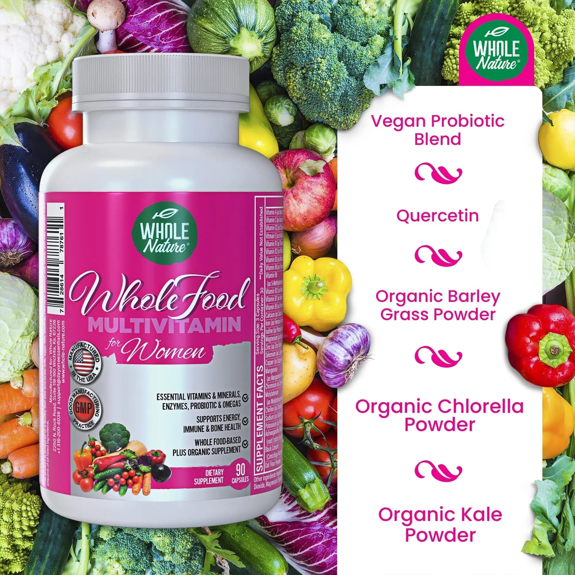 Whole Nature Whole Food Multivitamin for Women Womens Multi Vitamin with Folate, B12 Methyl, Vitamins, Minerals, Probiotics and Omegas Whole NatureAu supplements
