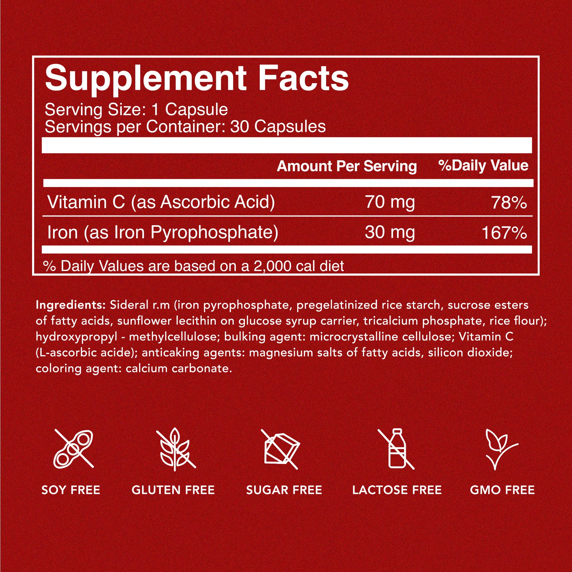 SiderAL Forte Iron Supplement Clinically Proven to Increase Levels Without Side Effects | Sucrosomial High Absorption Gentle Iron Pills for Women and Men | Vitamin C | Anemia & Energy Support | 30 ct PHARMANUTRAAu supplements