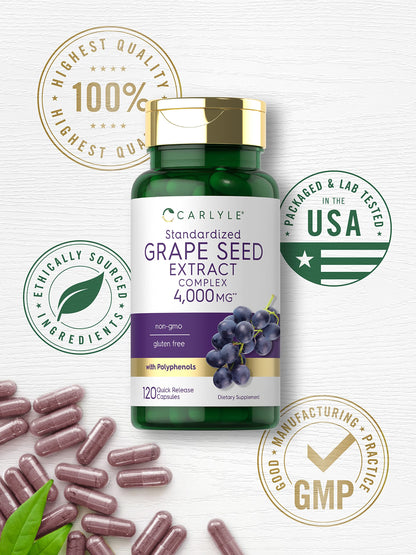 Carlyle Grape Seed Extract 4,000mg | 120 Quick Release Capsules | Standardized Extract CarlyleUS supplements