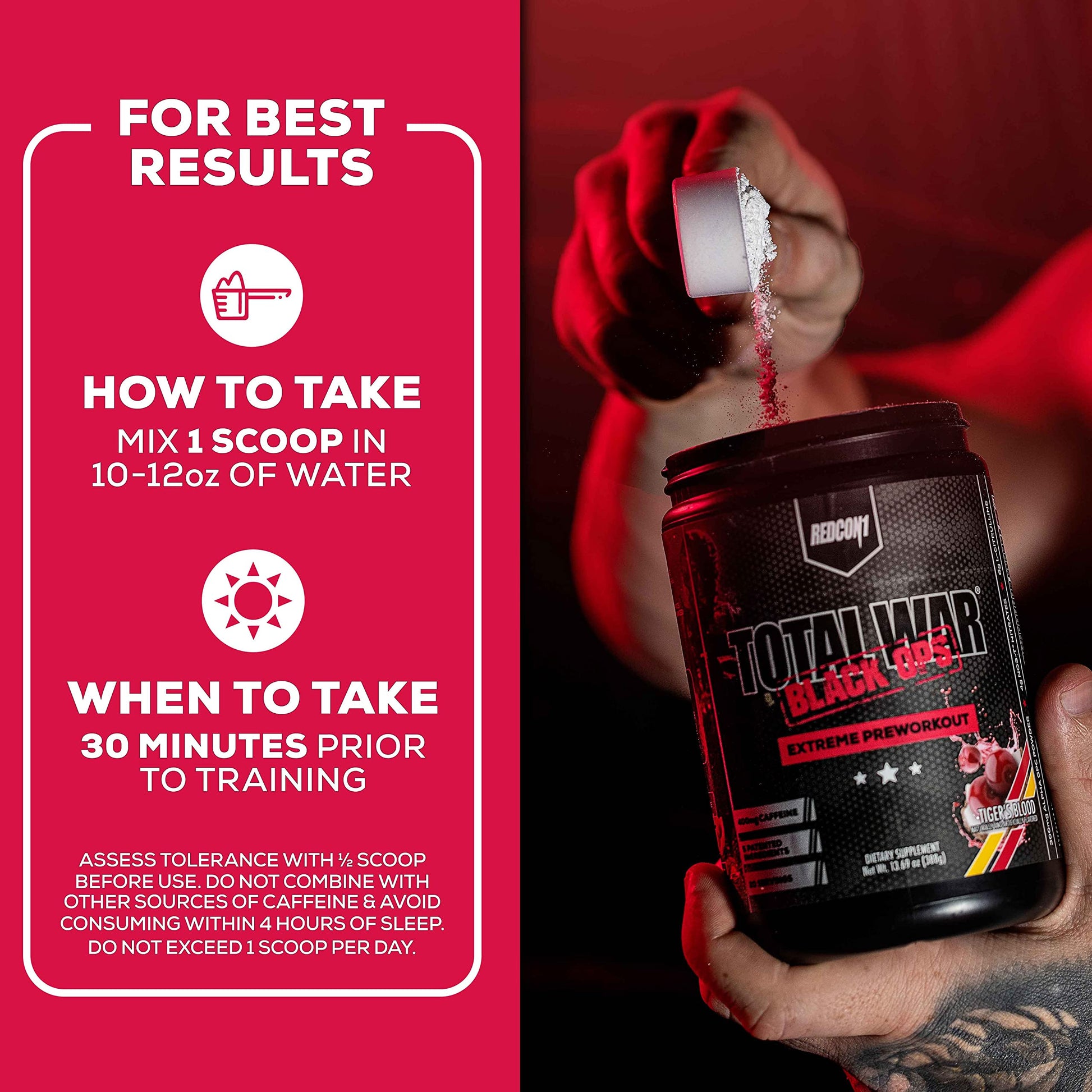 REDCON1 Total War Black Ops Extreme Preworkout Powder, Tigers Blood, High Stimulant REDCON1US supplements