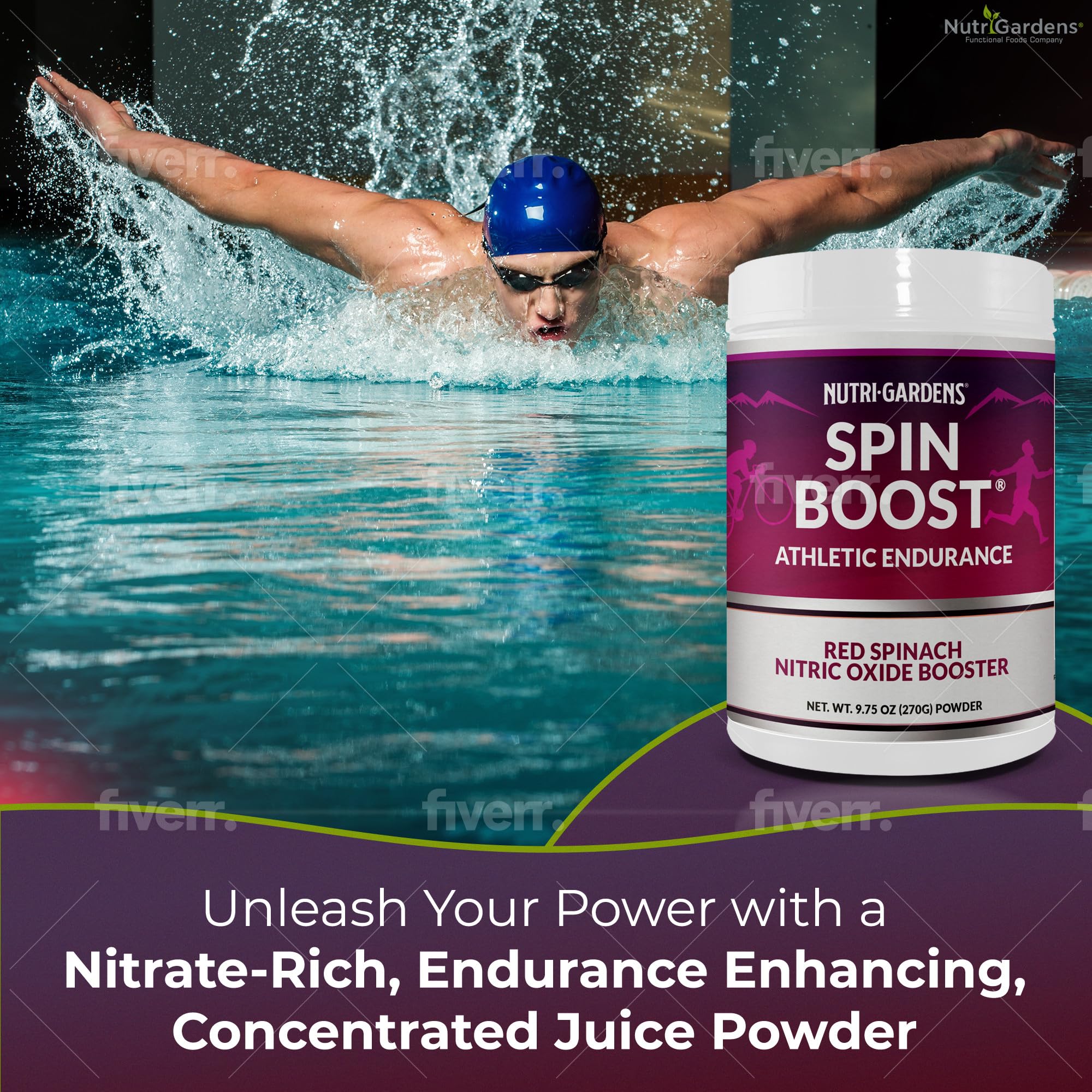 Nutrigardens Spin Boost Nitric Oxide Red Spinach Nitrate Pre-Workout Powder Concentrated NutrigardensAu supplements