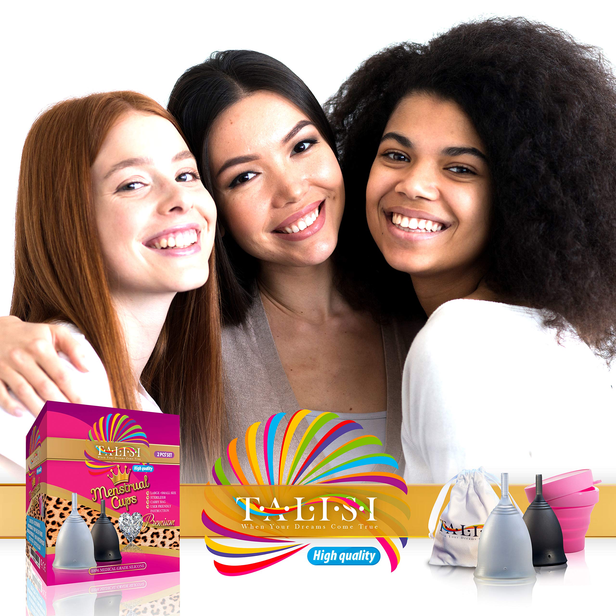 Talisi Soft Menstrual Cups Set of 2 - Reusable Period Cup for Women with Collapsible Case Holder Sterilizer TALISI WHEN YOUR DREAMS COME TRUEAu supplements