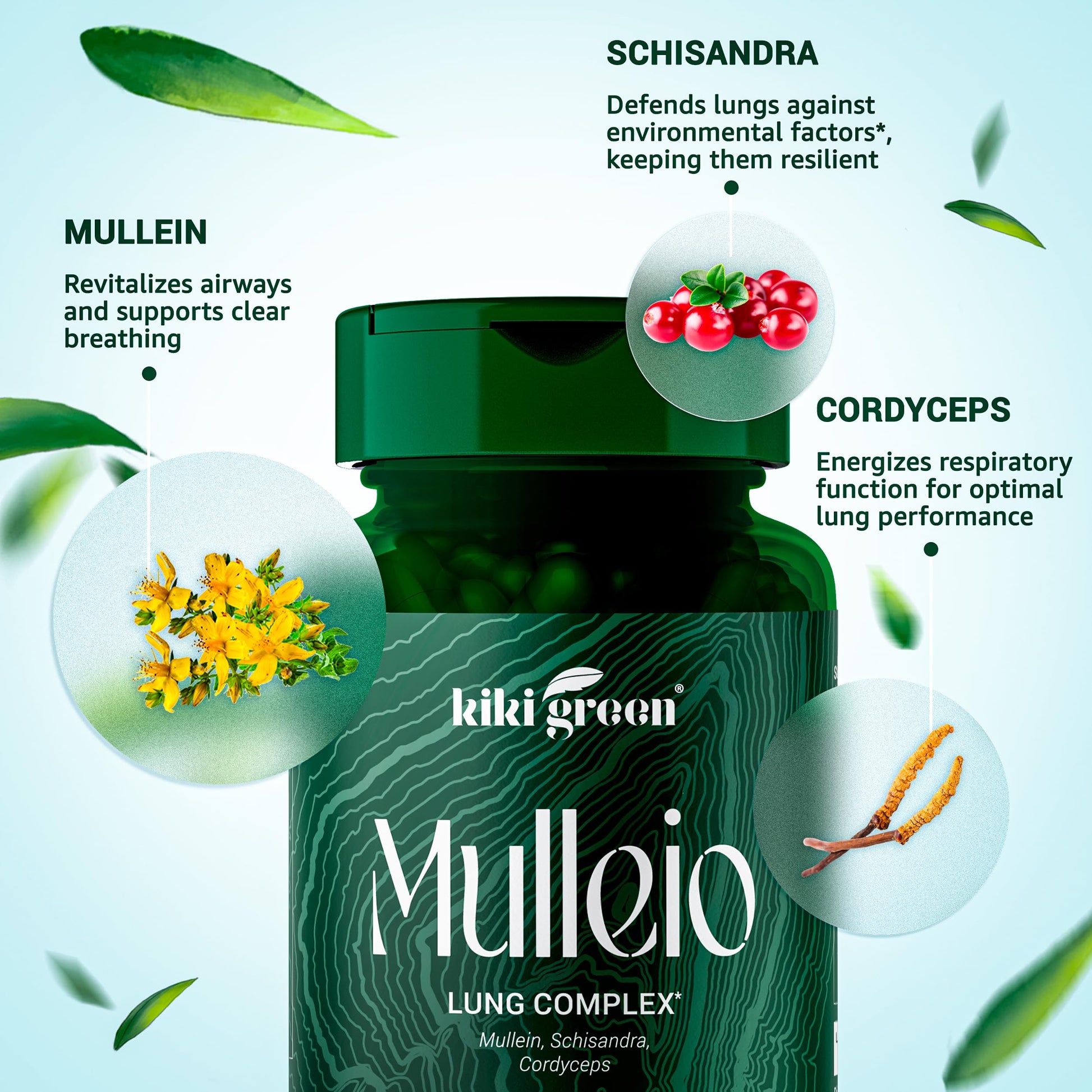 KIKI Green MULLEIO Lung Health Capsules: Herbal Supplement for Lung Cleanse, Better KIKI GreenUS supplements