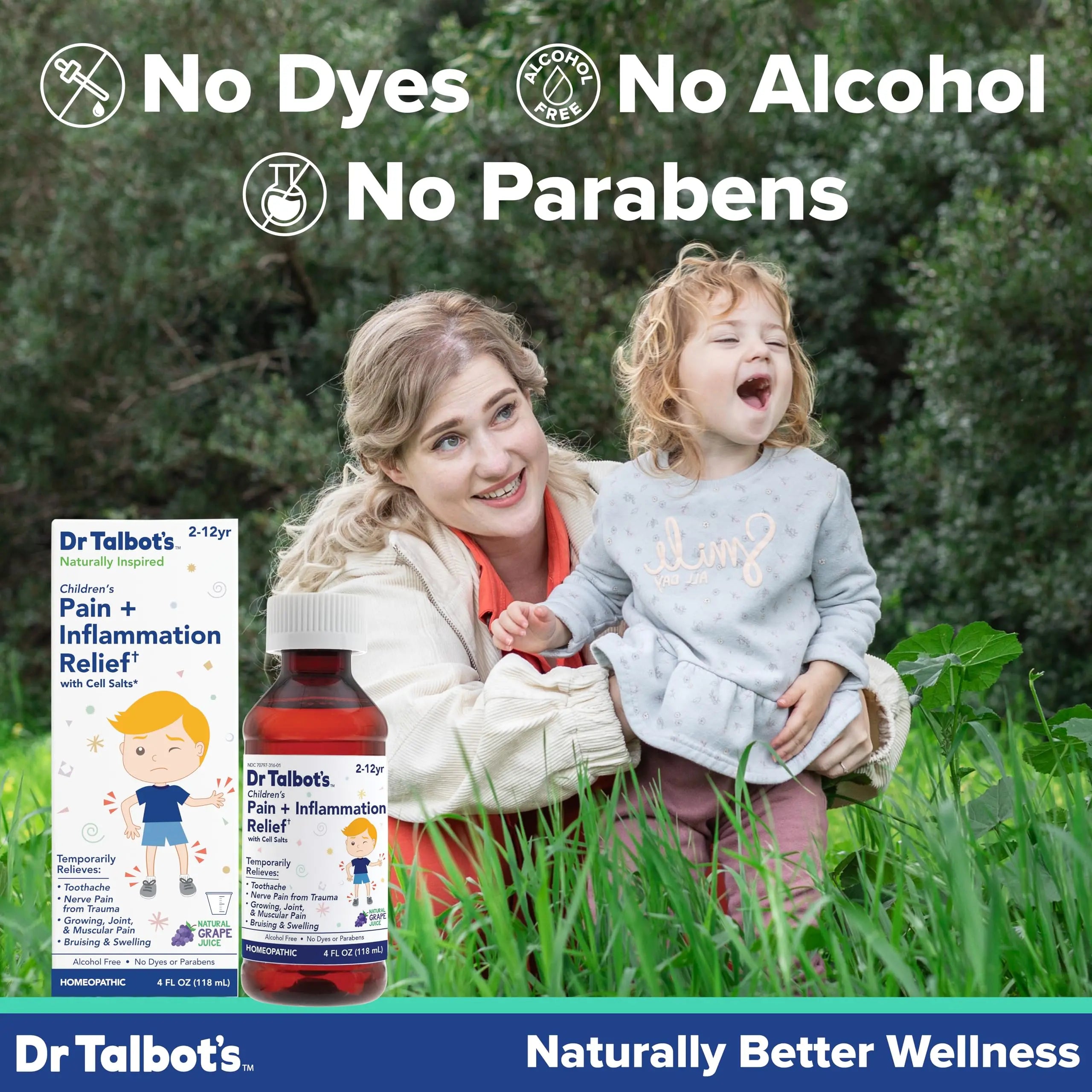 Dr. Talbot's Pain + Inflammation Relief Liquid Medicine for Children, Includes Dosage Cup, Grape Juice Flavor, 4 Fl Oz (Packaging May Vary) Dr. Talbot'sAu supplements