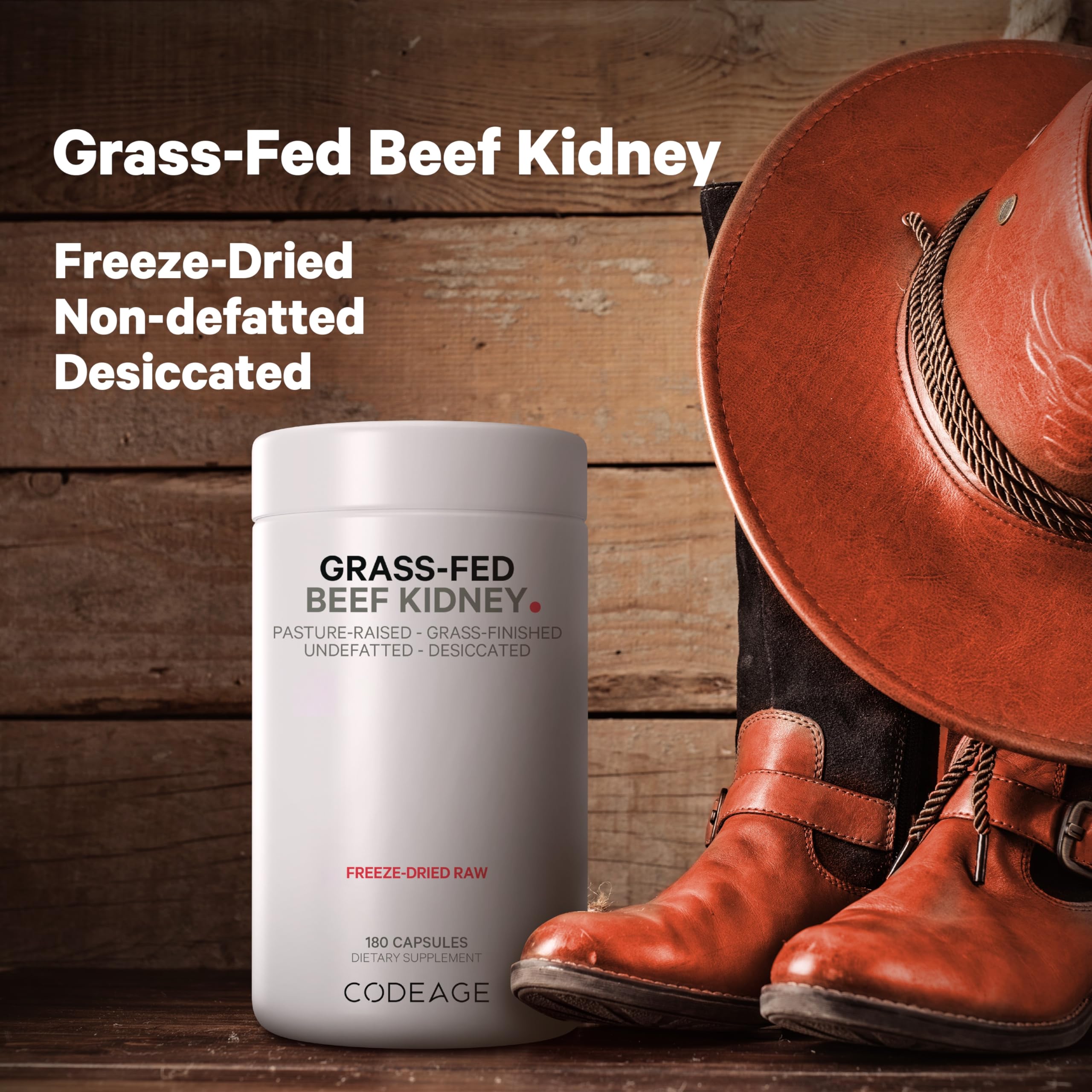 Codeage Grass Fed Beef Kidney Supplement - Freeze Dried, Non-Defatted, Desiccated Glandulars Nutrition Bovine Pills – Pasture Raised Beef Vitamins - Non-GMO -180 Capsules CodeageAu supplements
