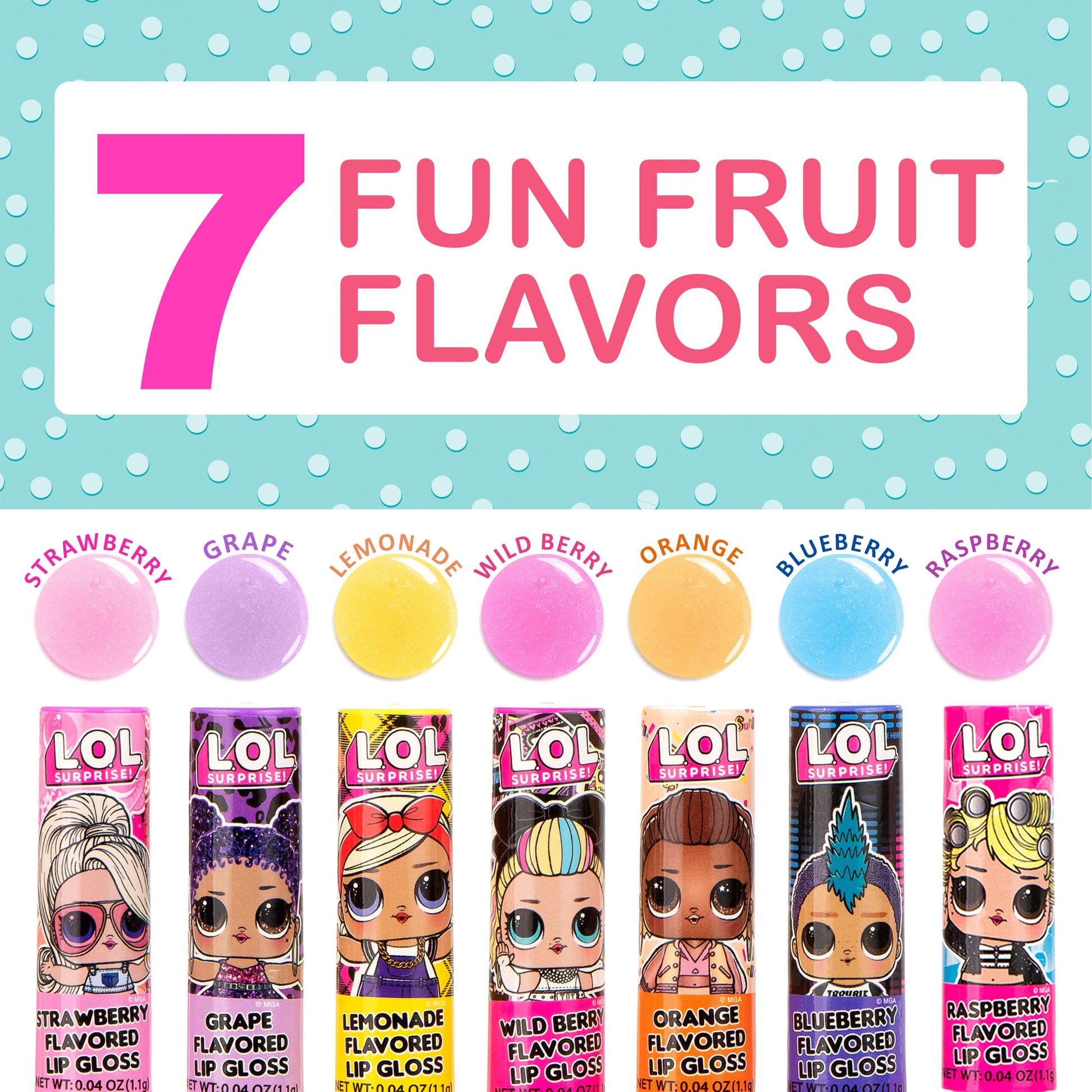 L.O.L Surprise 7-Pack Lip Gloss for Girls, Lol Lip Gloss L.O.L. Surprise!Au supplements