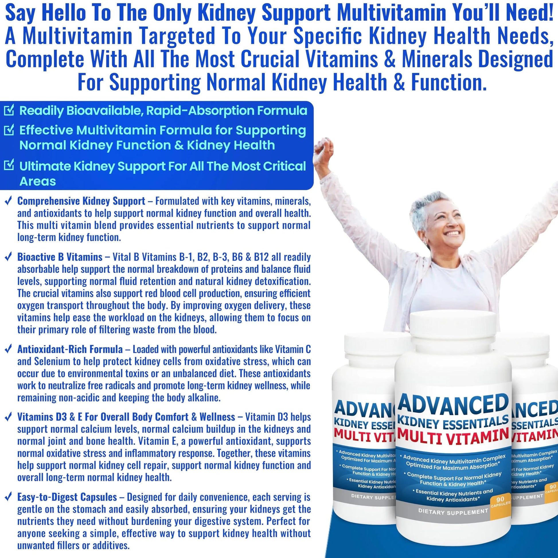 Advanced Kidney Essentials Multivitamin. Kidney Support Supplement for Complete Kidney Health. Kidney Health Supplement Kidney RestoreAu supplements
