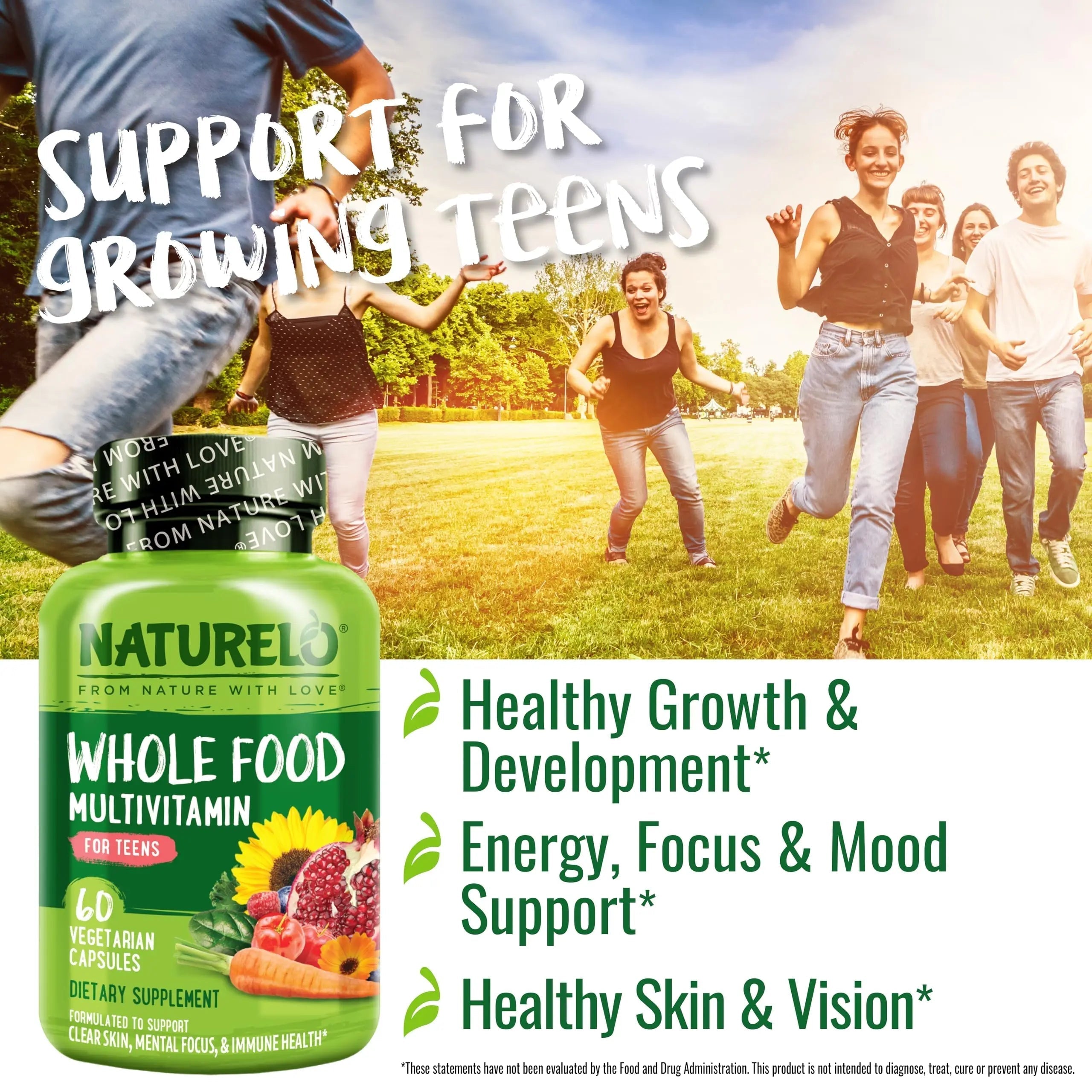 NATURELO Teen Multivitamin - Whole Food, 60 Capsules and One Daily Multivitamin for Women, 60 Capsules - 2 Month Supply Bundle NATURELOAu supplements