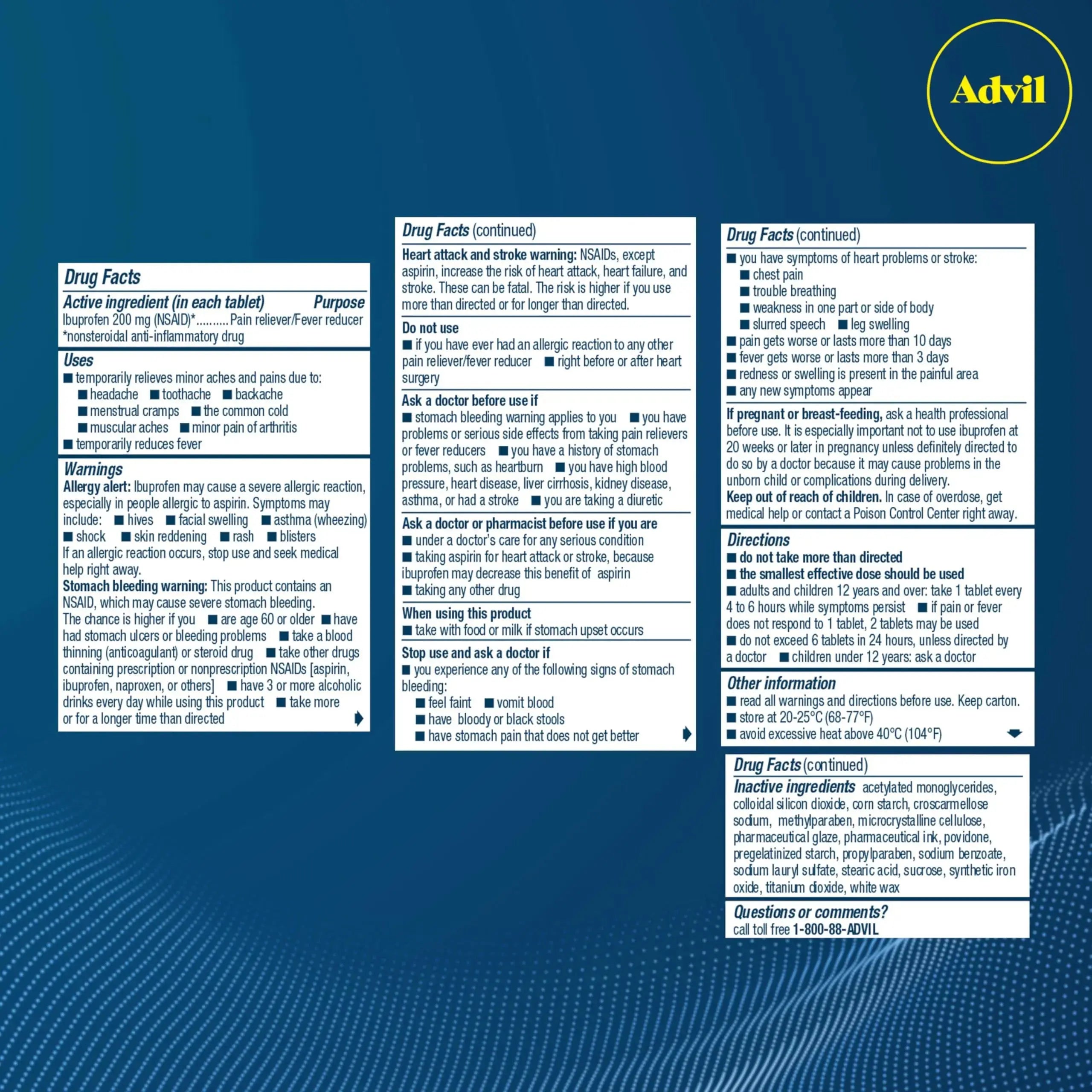Advil Pain Reliever and Fever Reducer, Pain Relief Medicine with Ibuprofen 200mg for Headache, Backache, Menstrual Pain and Joint Pain Relief - 300+24 Coated Tablets AdvilAu supplements