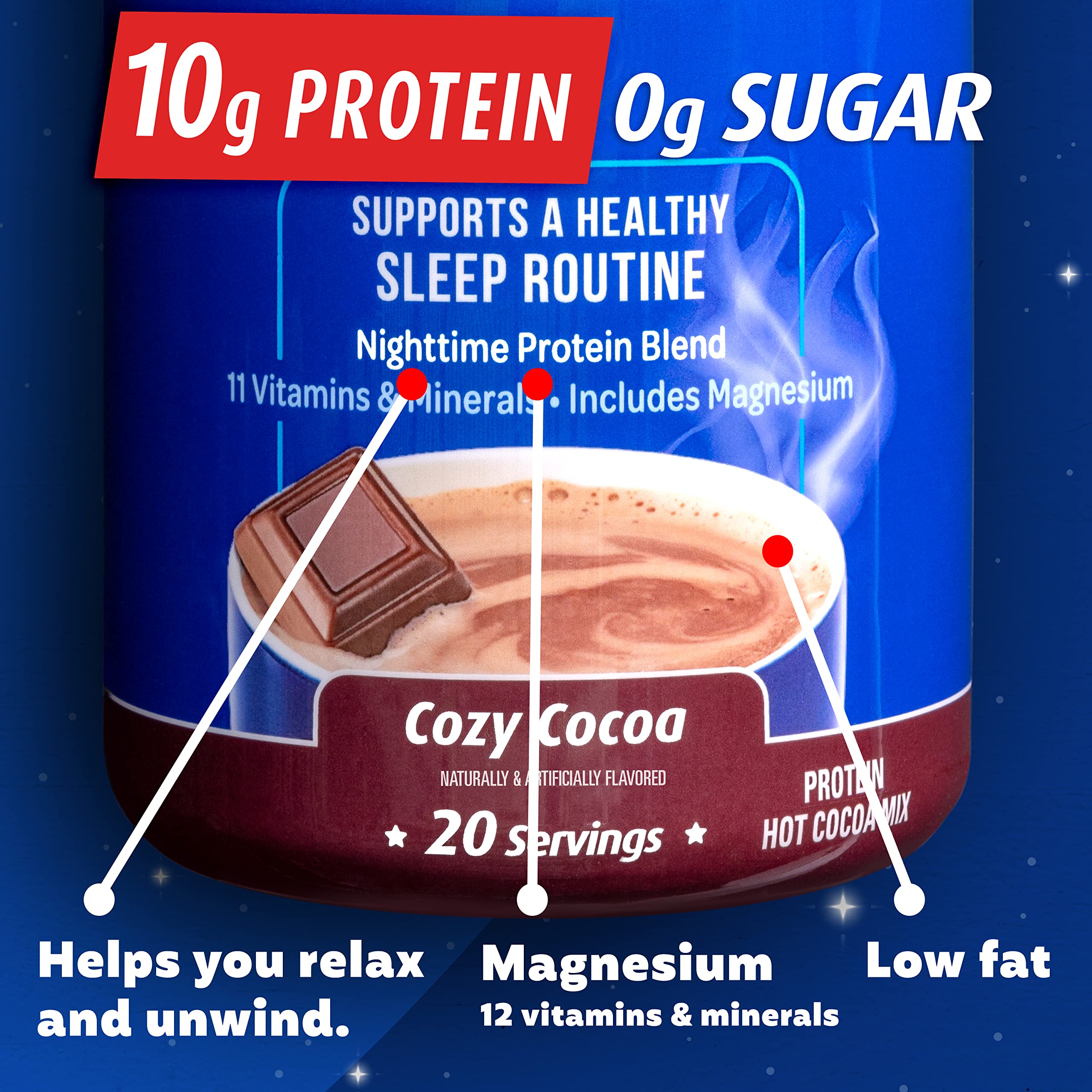 Premier Protein Good Night Protein Powder, Hot Cocoa Mix, 10g Protein, 0g Sugar Premier ProteinUS supplements
