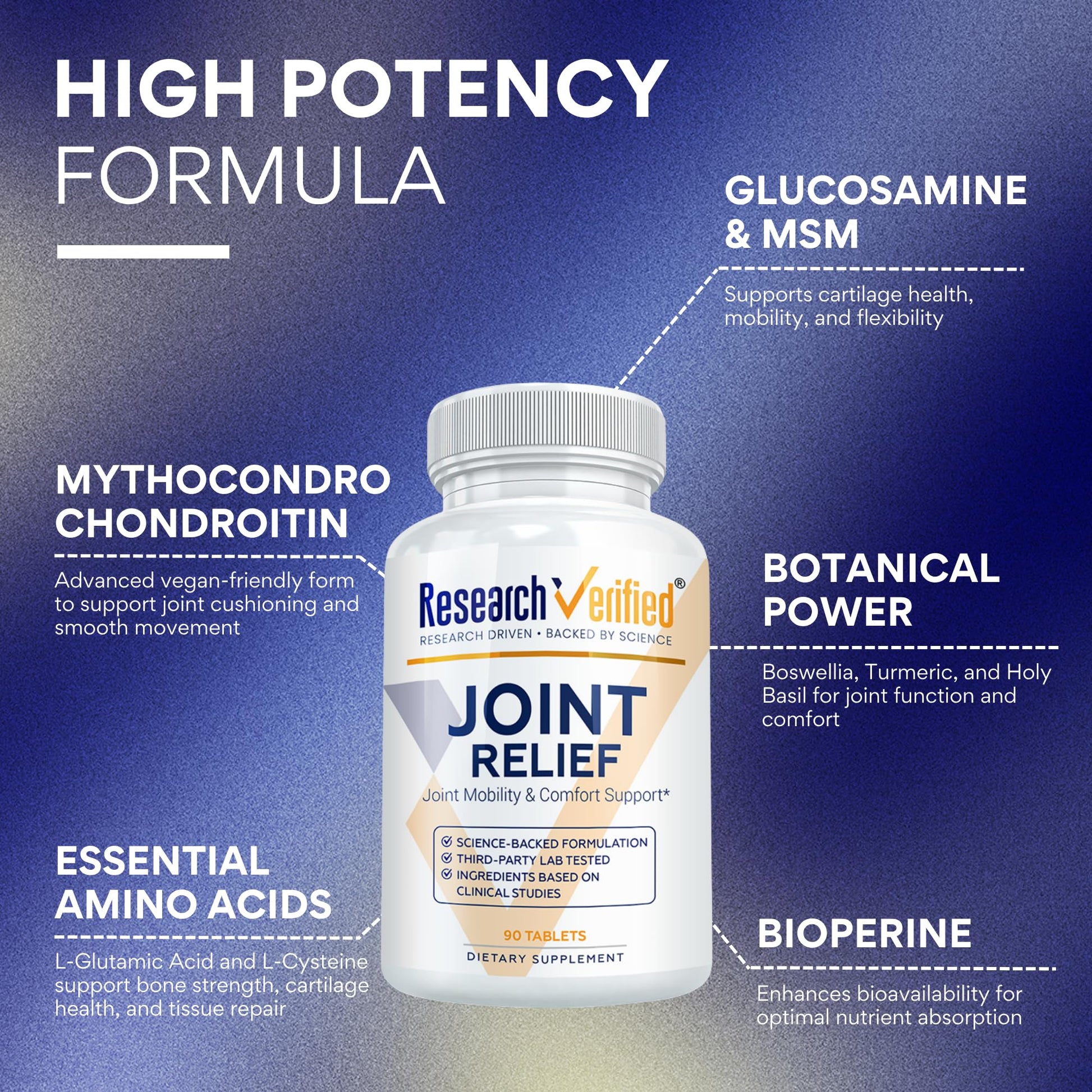 Research Verified Joint Support - Glucosamine, MSM, Turmeric, Boswellia, BioPerine - Vegan - 270 Capsules - 3 Month Supply Research VerifiedAu supplements