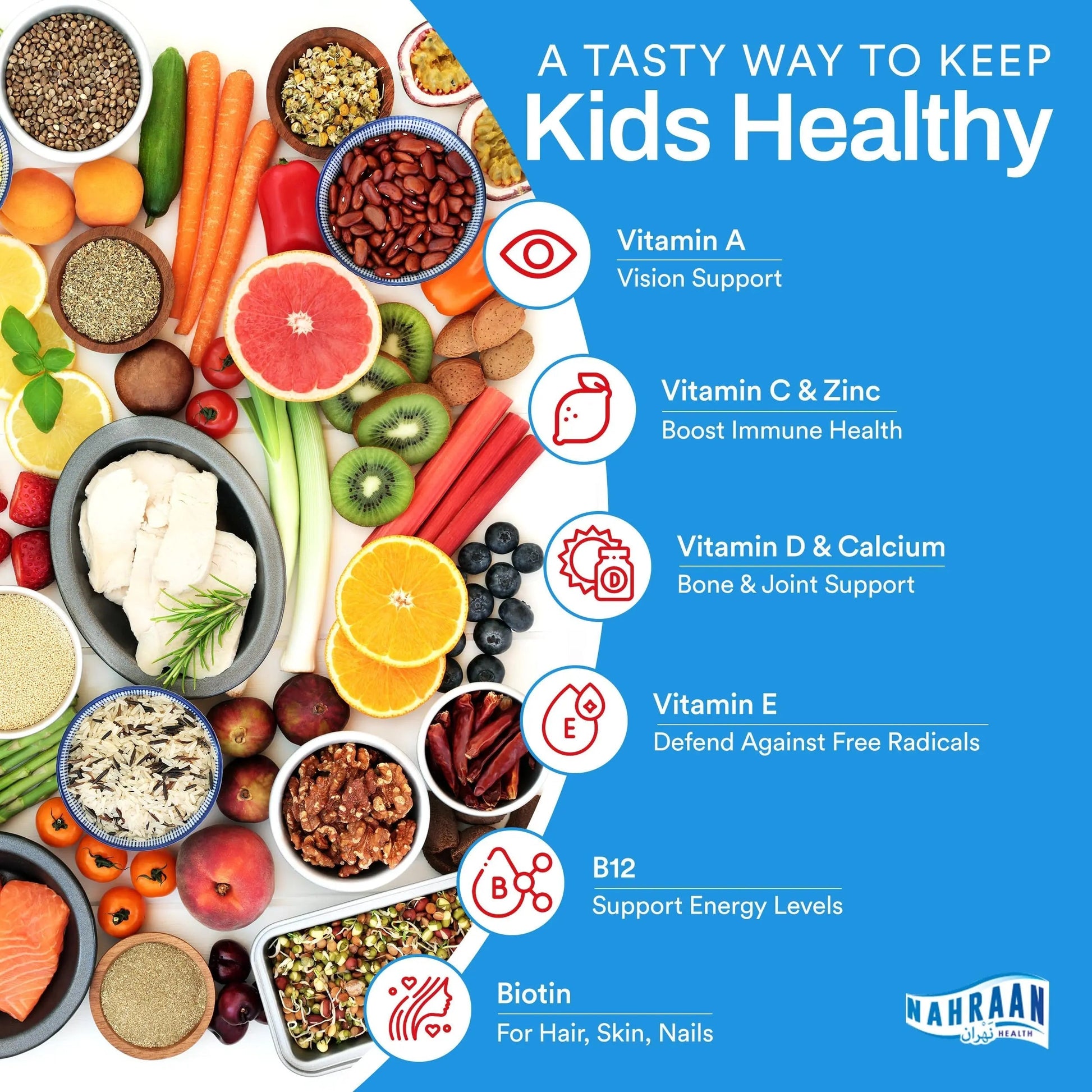 NAHRAAN HEALTH Halal Vitamins for Kids - Halal Multivitamins for Kids Vitamin A, C, D, E, B6, B12 - Non-GMO Vegetarian, Halal Gummies - 90 Count NAHRAAN HEALTHAu supplements