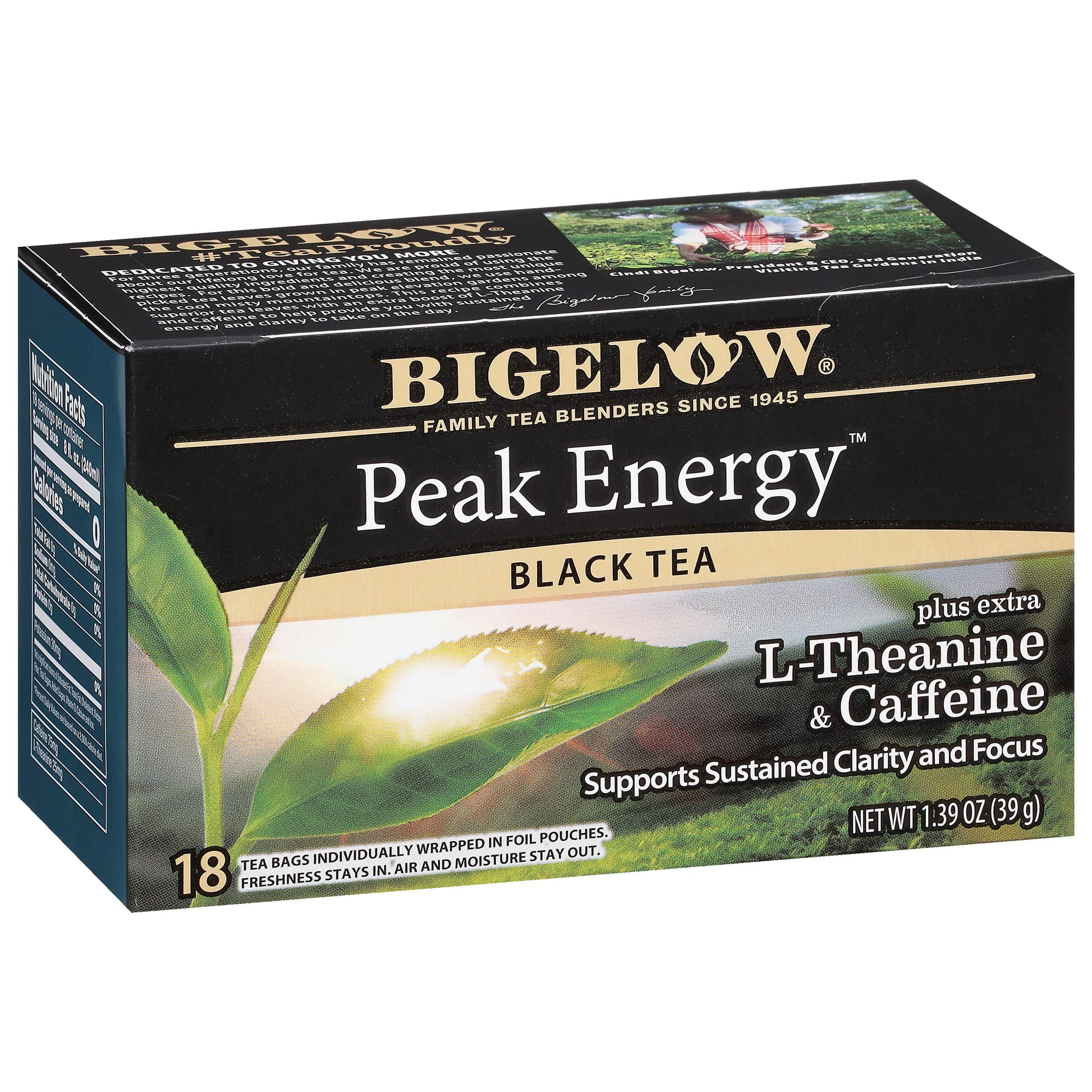 Bigelow Tea Peak Energy plus extra L-Theanine & Caffeine, 18 Count (Pack of 6), 108 Total Tea Bags Bigelow TeaAu supplements