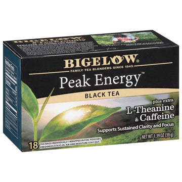 Bigelow Tea Peak Energy plus extra L-Theanine & Caffeine, 18 Count (Pack of 6), 108 Total Tea Bags Bigelow TeaAu supplements