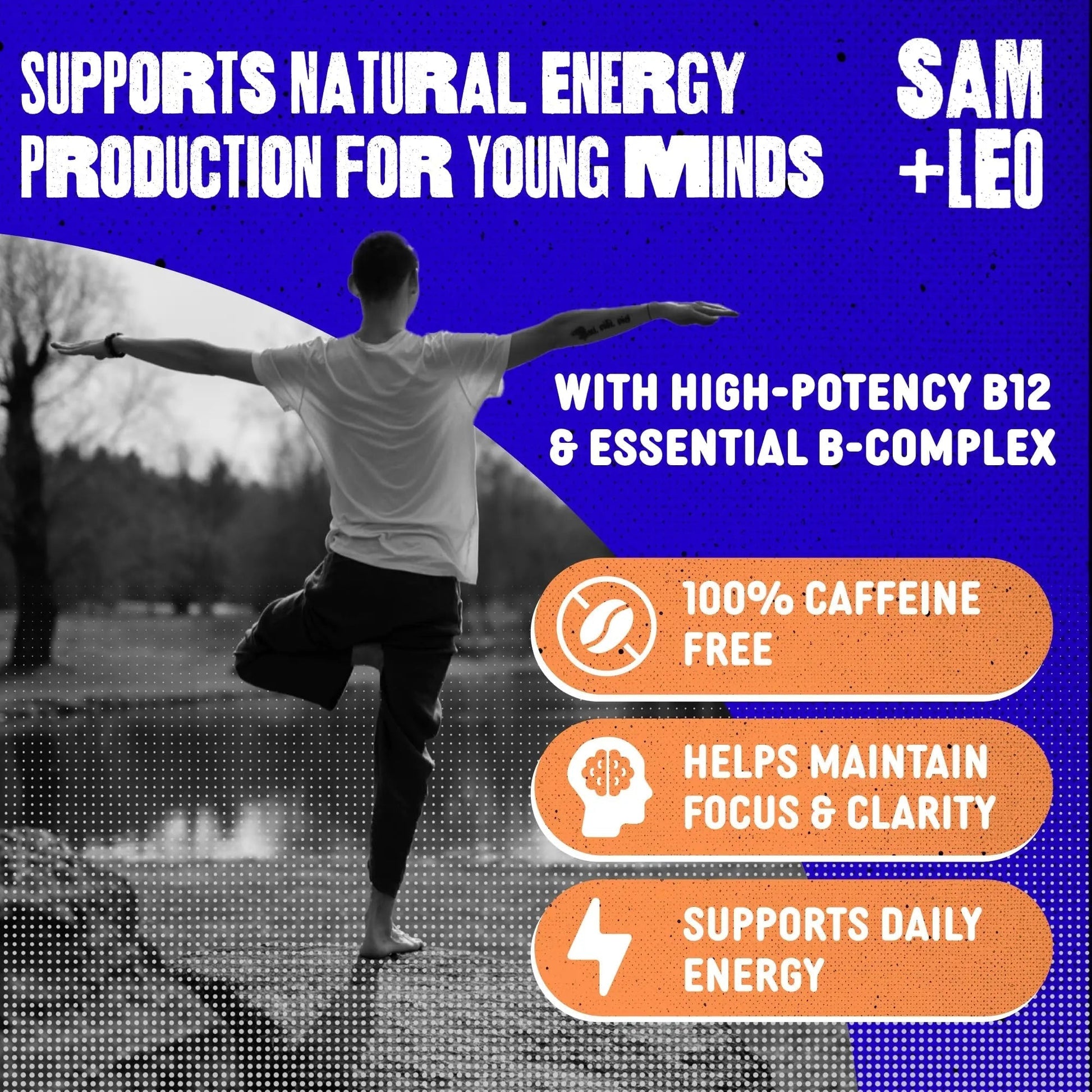 SAM+LEO Vitamin B Complex Gummies with Biotin for Kids & Teens - Caffeine-Free Focus & Energy Support Supplement Gummies | SAM+LEOAu supplements