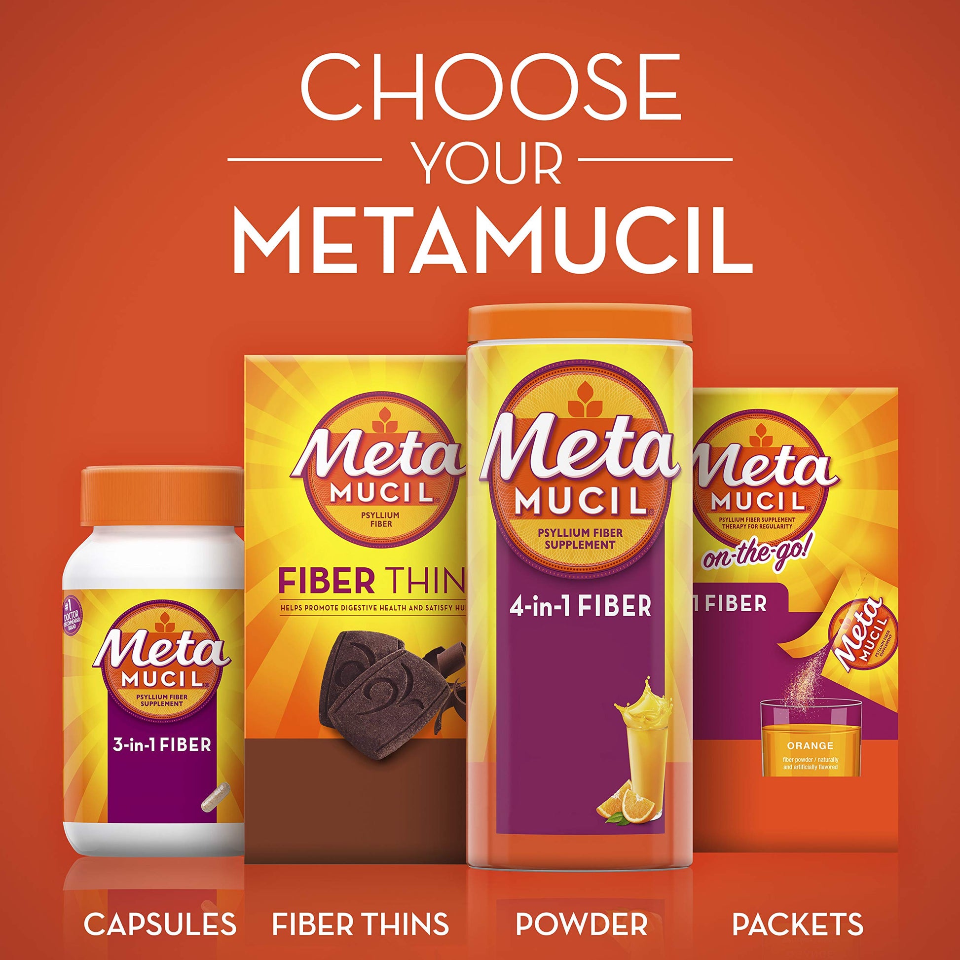 Metamucil, Daily Psyllium Husk Powder Supplement with Real Sugar, 4-in-1 Fiber MetamucilAu supplements