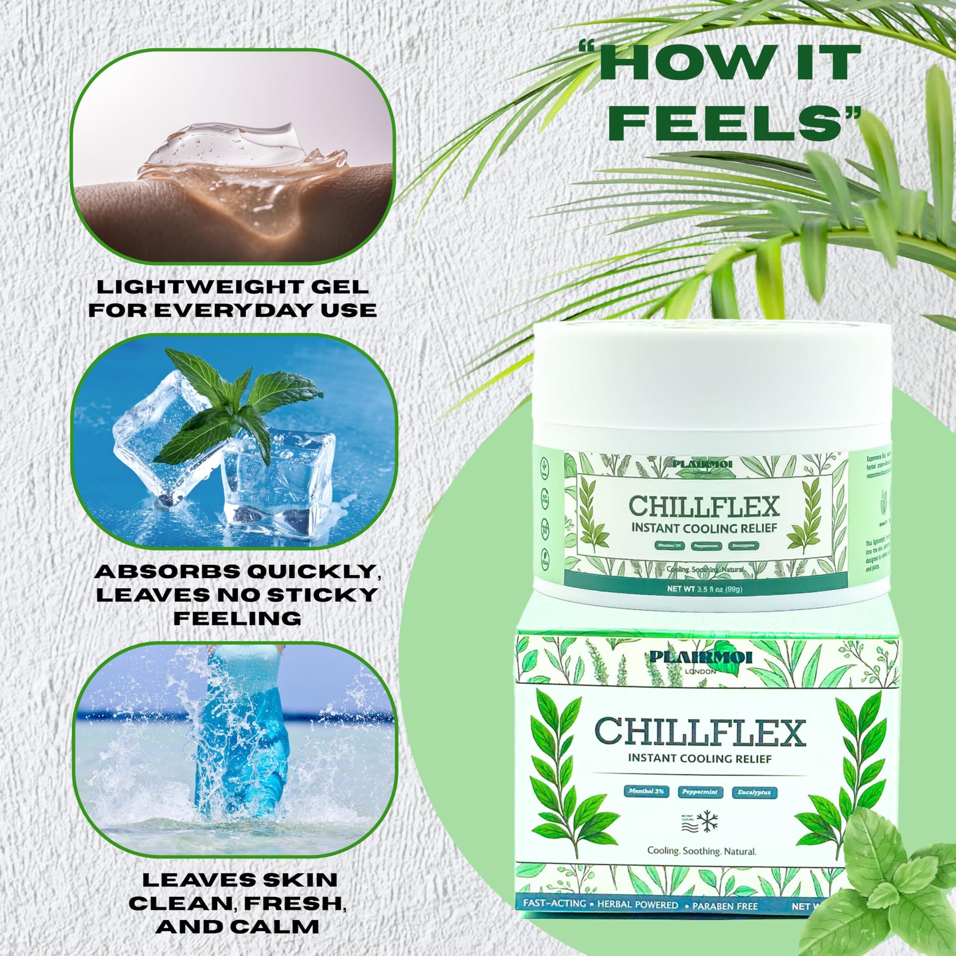 PLAIRMOI CHILLFLEX Pain Relief Gel for Muscle Aches, Joint Pain, Discomfort & Inflammation – Fast Acting, Cooling, Non-Greasy with 3% Menthol & Eucalyptus – 3.5 oz, 1-Pack PLAIRMOIAu supplements