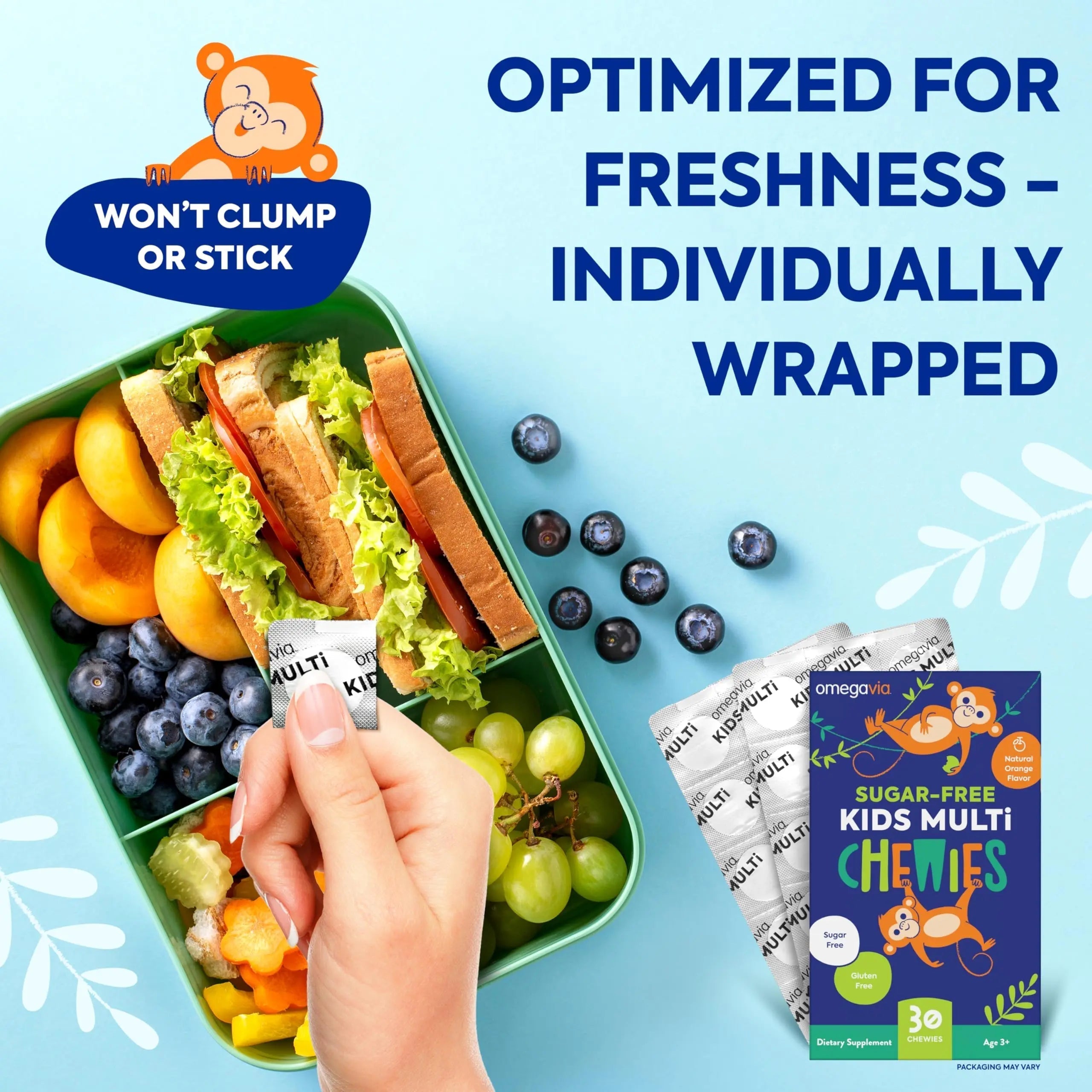 OmegaVia Sugar Free Kids Multivitamin Chewies - Daily Chewable Gummy Vitamins for Kids 3+ OmegaViaAu supplements