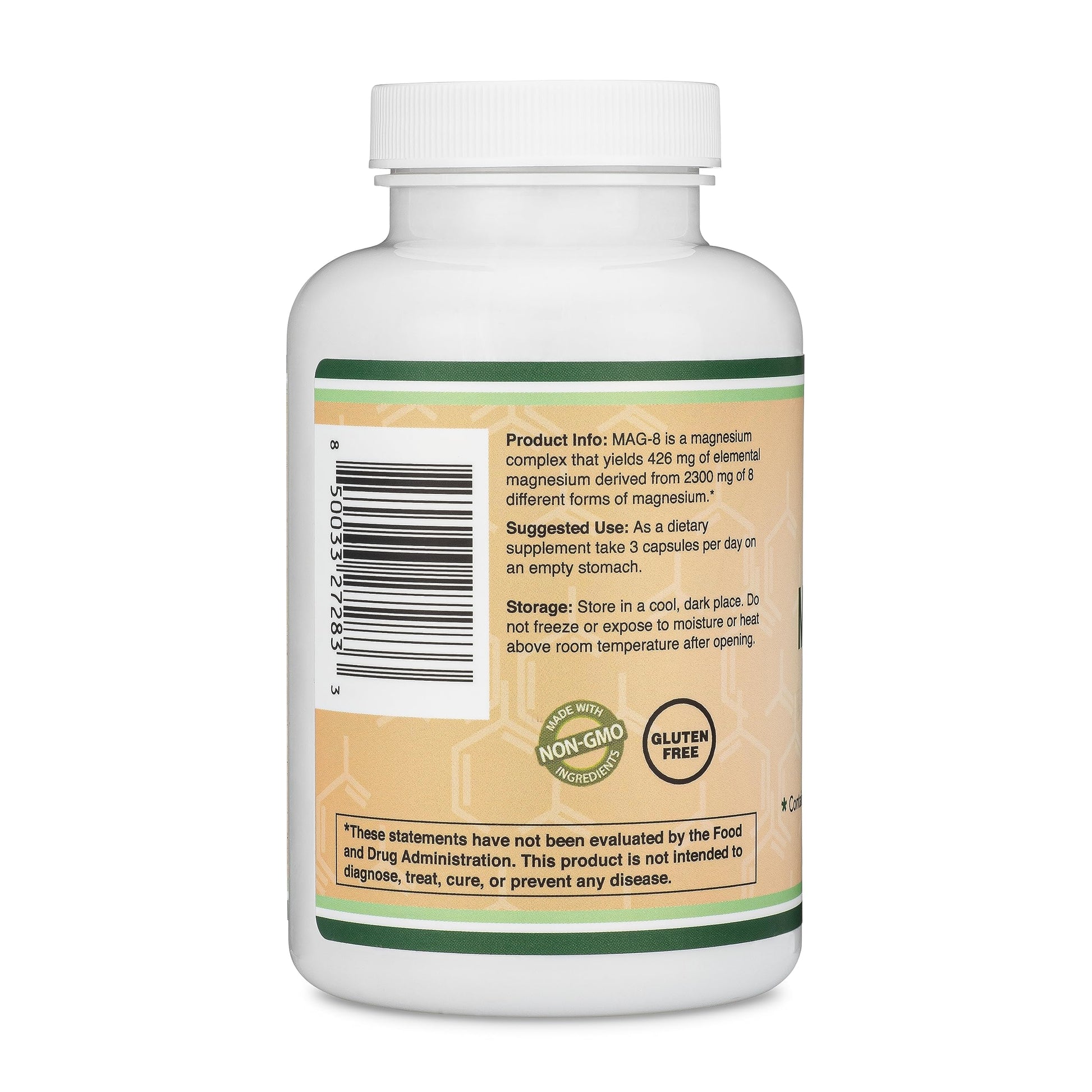 Magnesium Complex Supplement 180 Capsules (426mg Elemental Magnesium Provided by 2,300mg of Eight Different Forms of Magnesium) MAG-8 Provides 100% Daily Recommended Value of Magnesium by Double Wood Double Wood SupplementsAu supplements