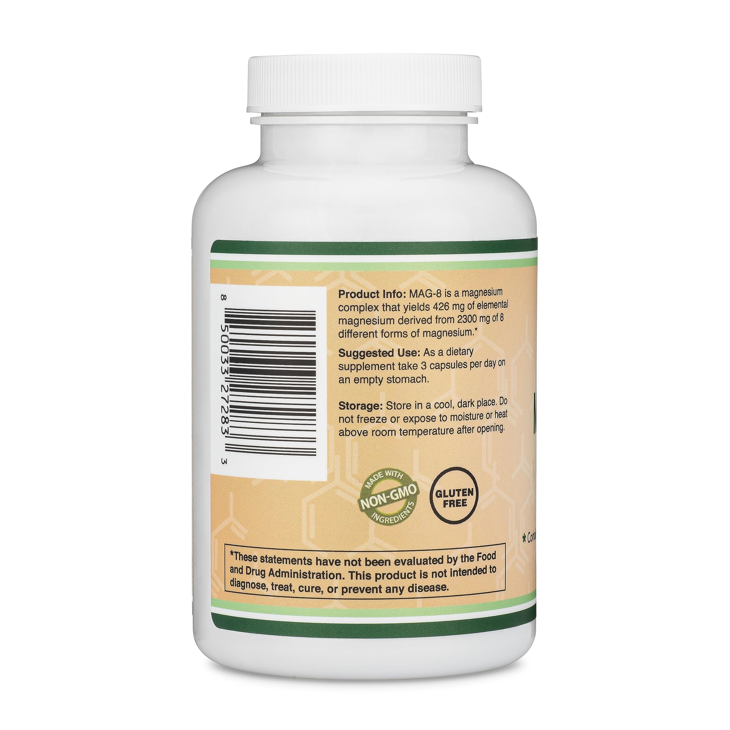 Magnesium Complex Supplement 180 Capsules (426mg Elemental Magnesium Provided by 2,300mg of Eight Different Forms of Magnesium) MAG-8 Provides 100% Daily Recommended Value of Magnesium by Double Wood Double Wood SupplementsAu supplements