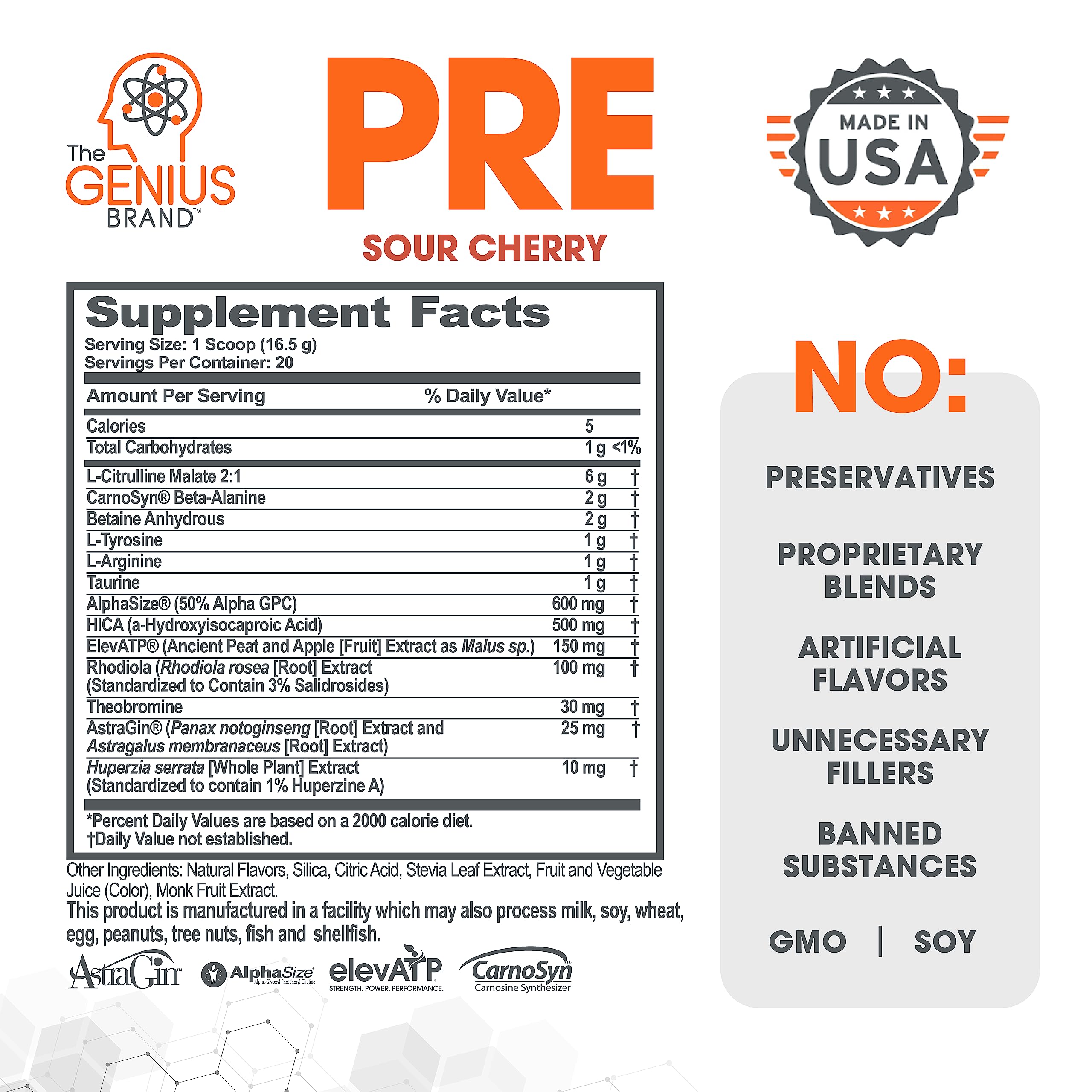 Genius Pre Workout Powder, Sour Cherry, and Genius Micronized Creatine Monohydrate The Genius BrandAu supplements