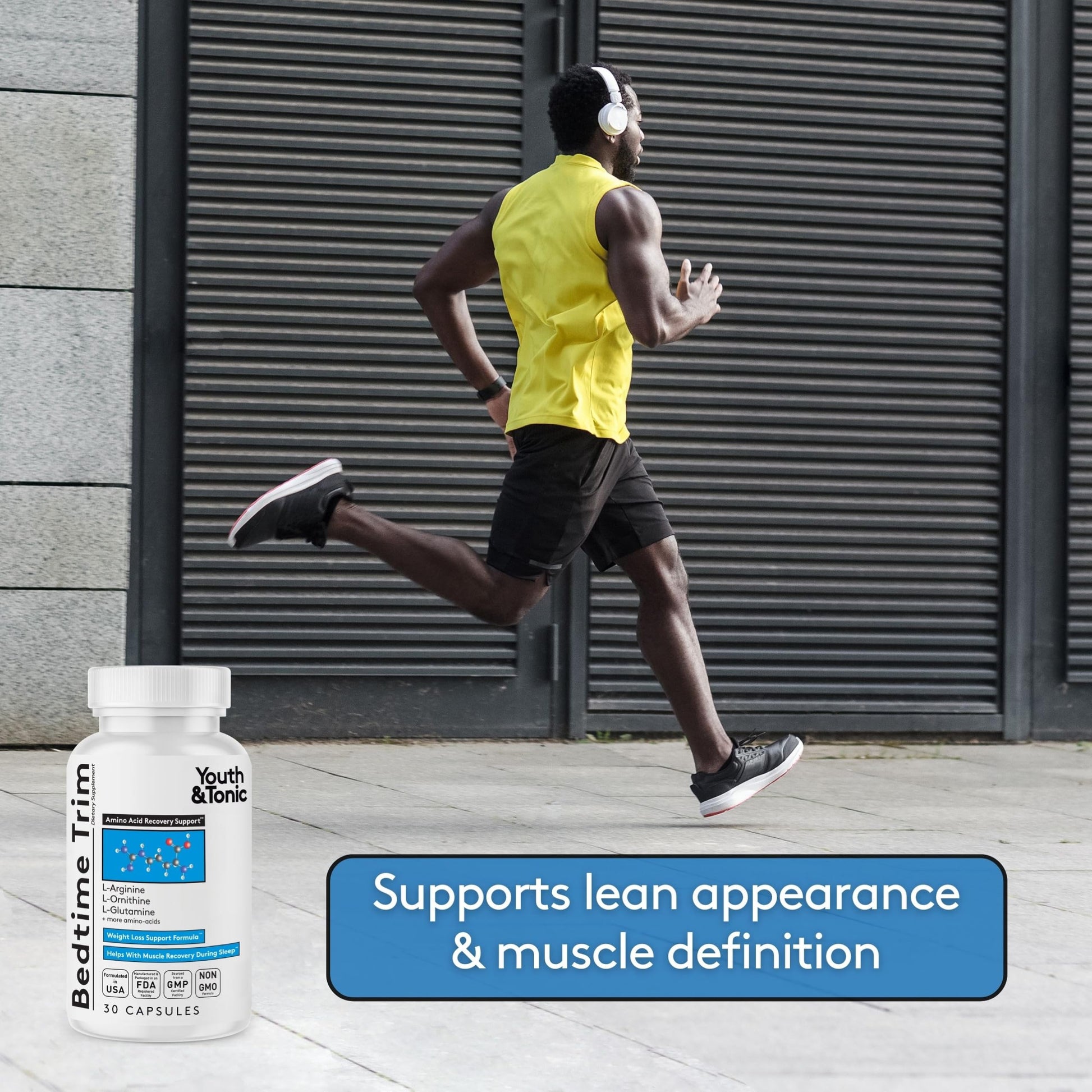 Youth & Tonic PM Bedtime Trim for Lean Appearance & Muscle Definition Support – Nighttime Amino Acids Supplement for Overnight Recovery, Men & Women, 30 Capsules Youth & TonicAu supplements