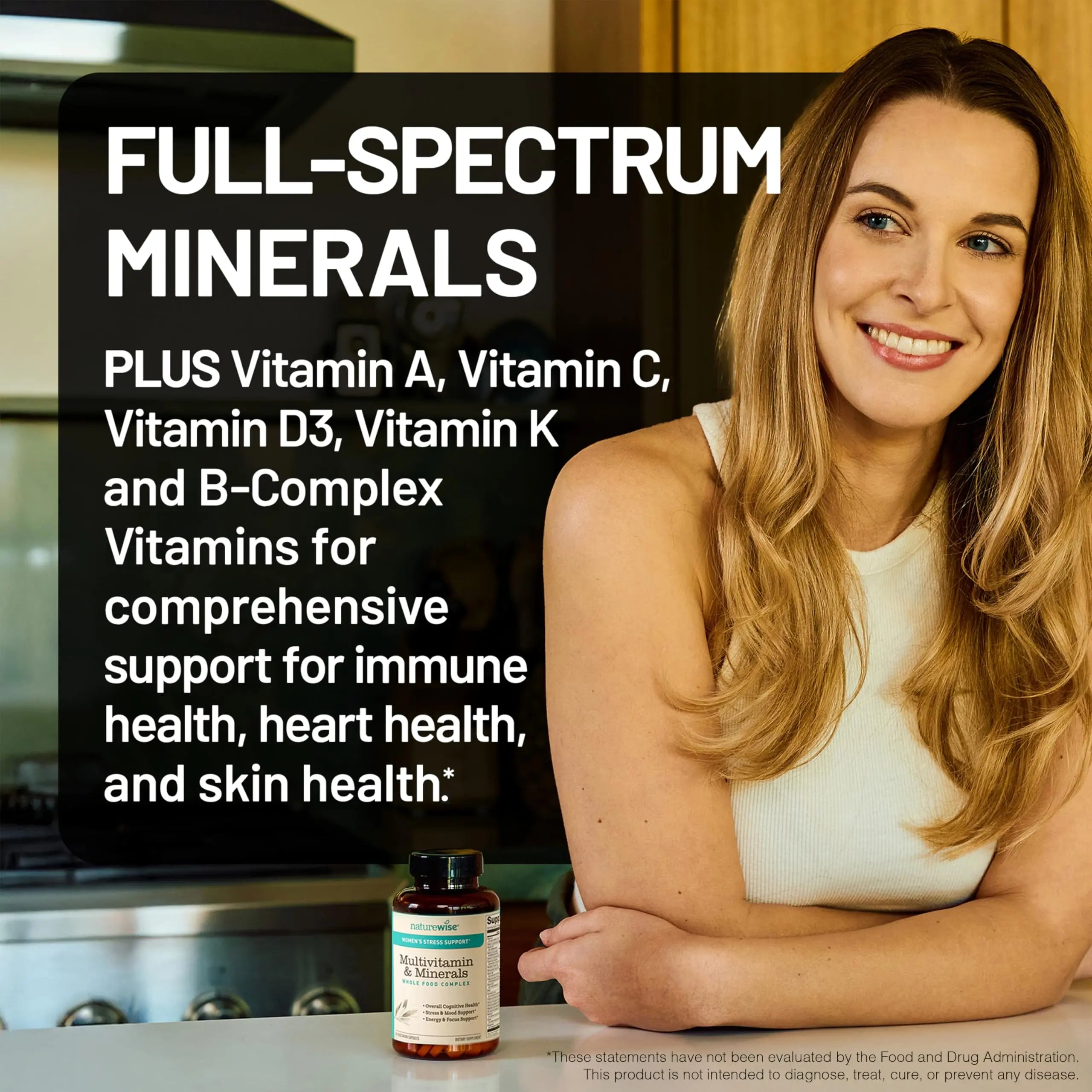 NatureWise [1 Multivitamin for Women Stress Support & Natural Minerals - 60 Capsules[30-Day Supply] + [1] Vitamin D3 5000iu + Organic Olive Oil - 30 Mini Softgels[30-Day Supply] NatureWiseAu supplements