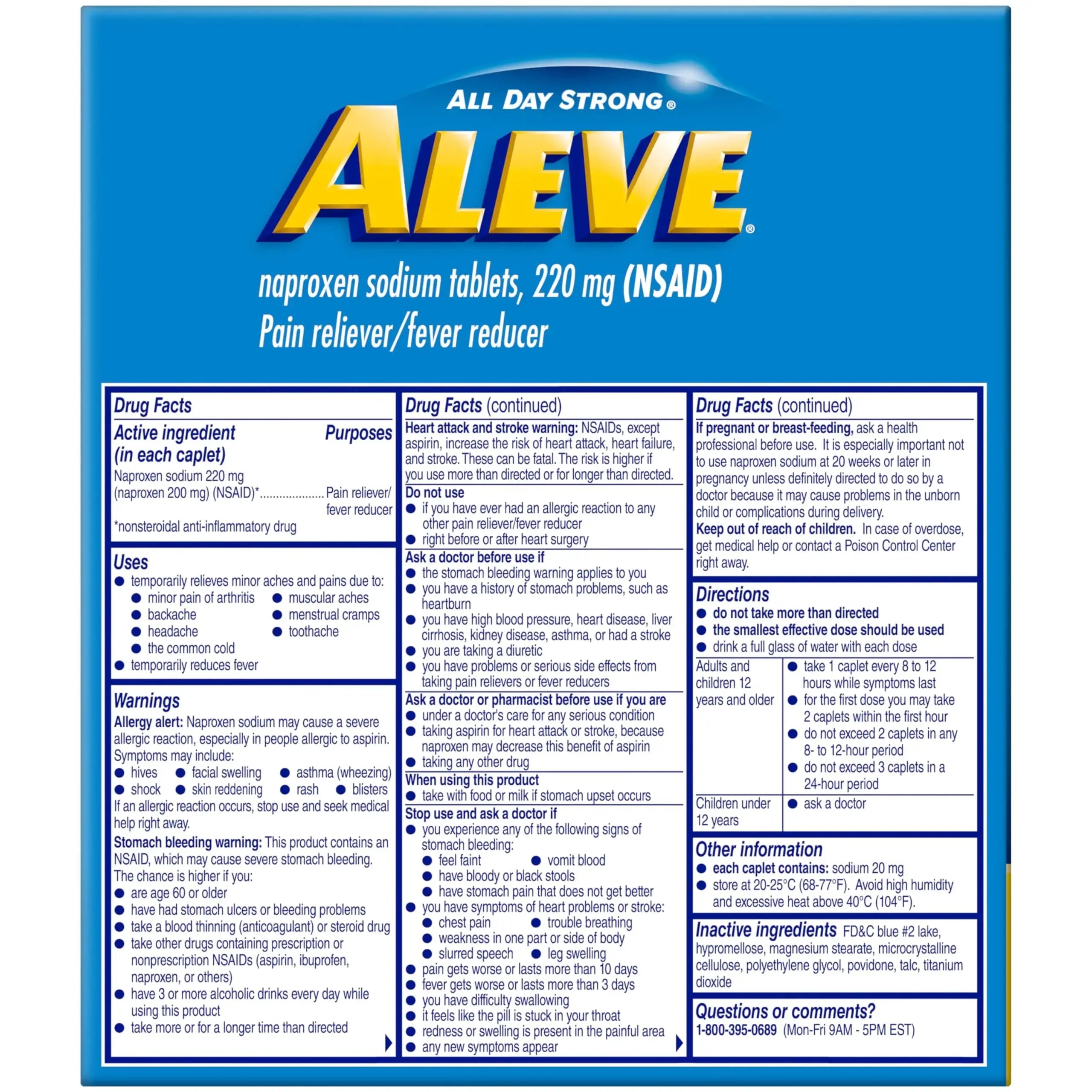 Aleve Pain Reliever & Fever Reducer Naproxen Sodium Caplets, Body and Arthritis Pain Reliever, Medicine for Adults and Children Ages 12 and Up, 60 Individual Pouches AleveAu supplements