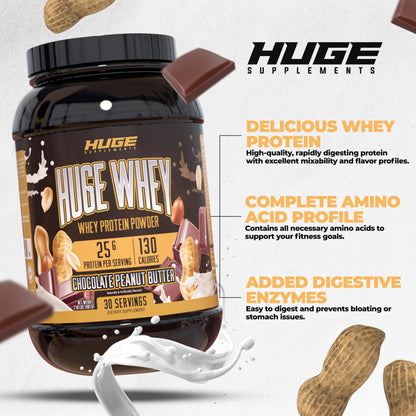 Huge Supplements Whey Protein Concentrate Powder - 25g Protein Per Serving Huge SupplementsUS supplements