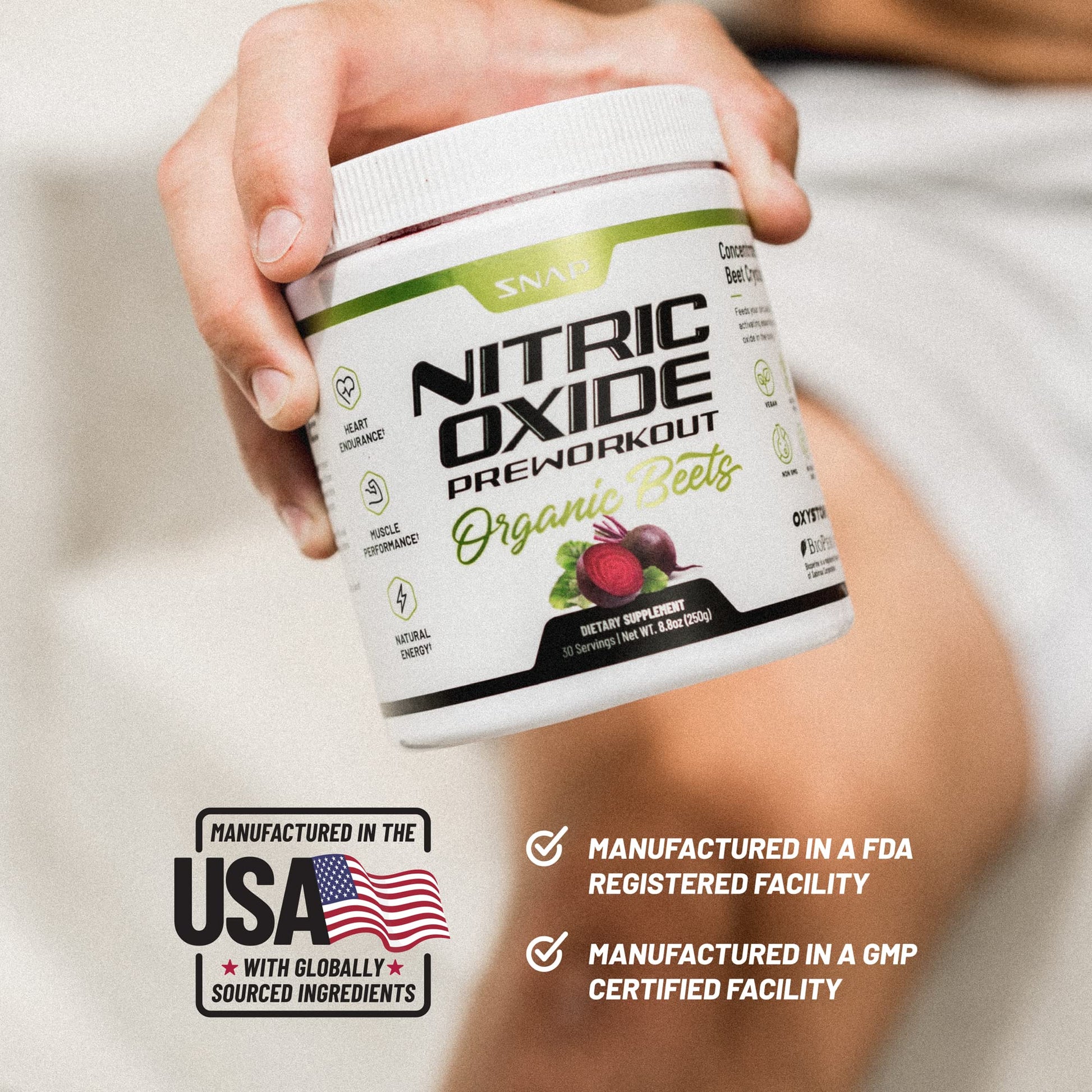 Snap Supplements Preworkout Beet Root Powder, Nitric Oxide Pre Workout with Organic Snap SupplementsAu supplements