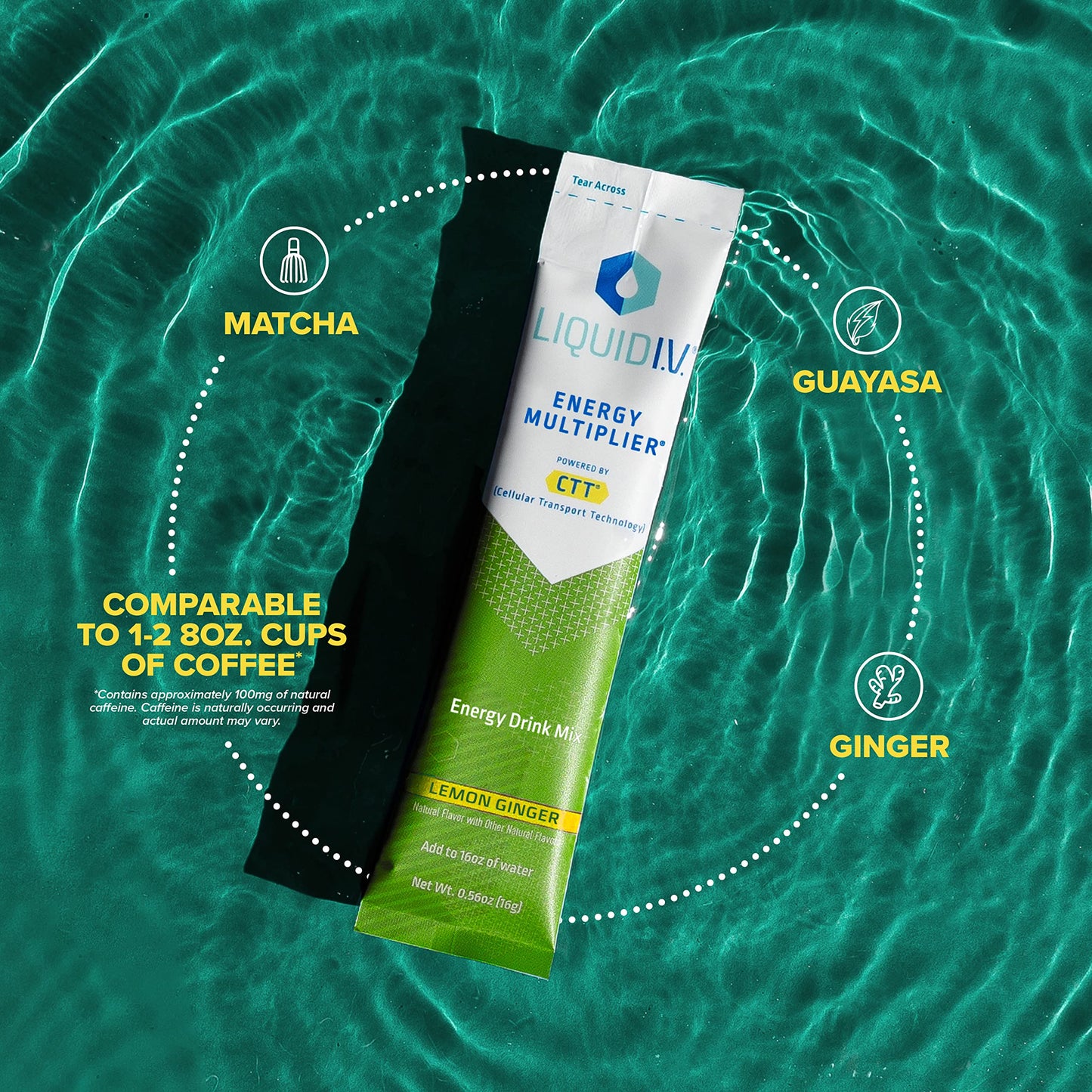 Liquid I.V. Hydration + Energy Multiplier - Lemon Ginger - Hydration Powder Packets Liquid I.V.US supplements