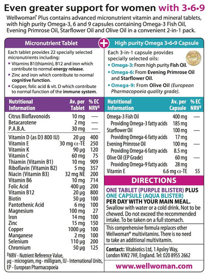 Vitabiotics Wellwoman Plus Omega 3 6 9 - 56 Tablets/Capsules VitabioticsUS supplements