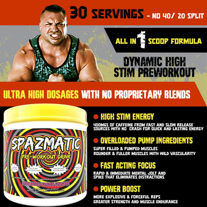 Spazmatic Pre-Workout Powder - 400mgs Caffeine - 6 Grams Pure Citrulline for Muscle TIM MURIELLO'S SPAZMATIC PRE-WORKOUT DRINKUS supplements