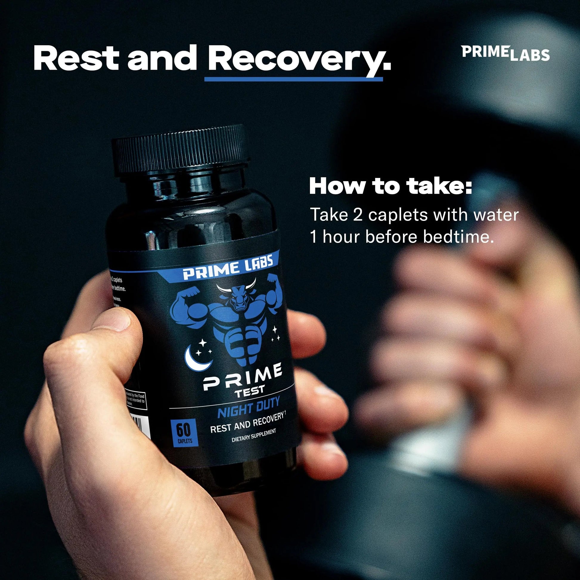 Prime Labs Night Duty - Nighttime Testosterone Booster & Sleep Support - PM Rest & Muscle Recovery Supplements - 60 Count Prime LabsAu supplements