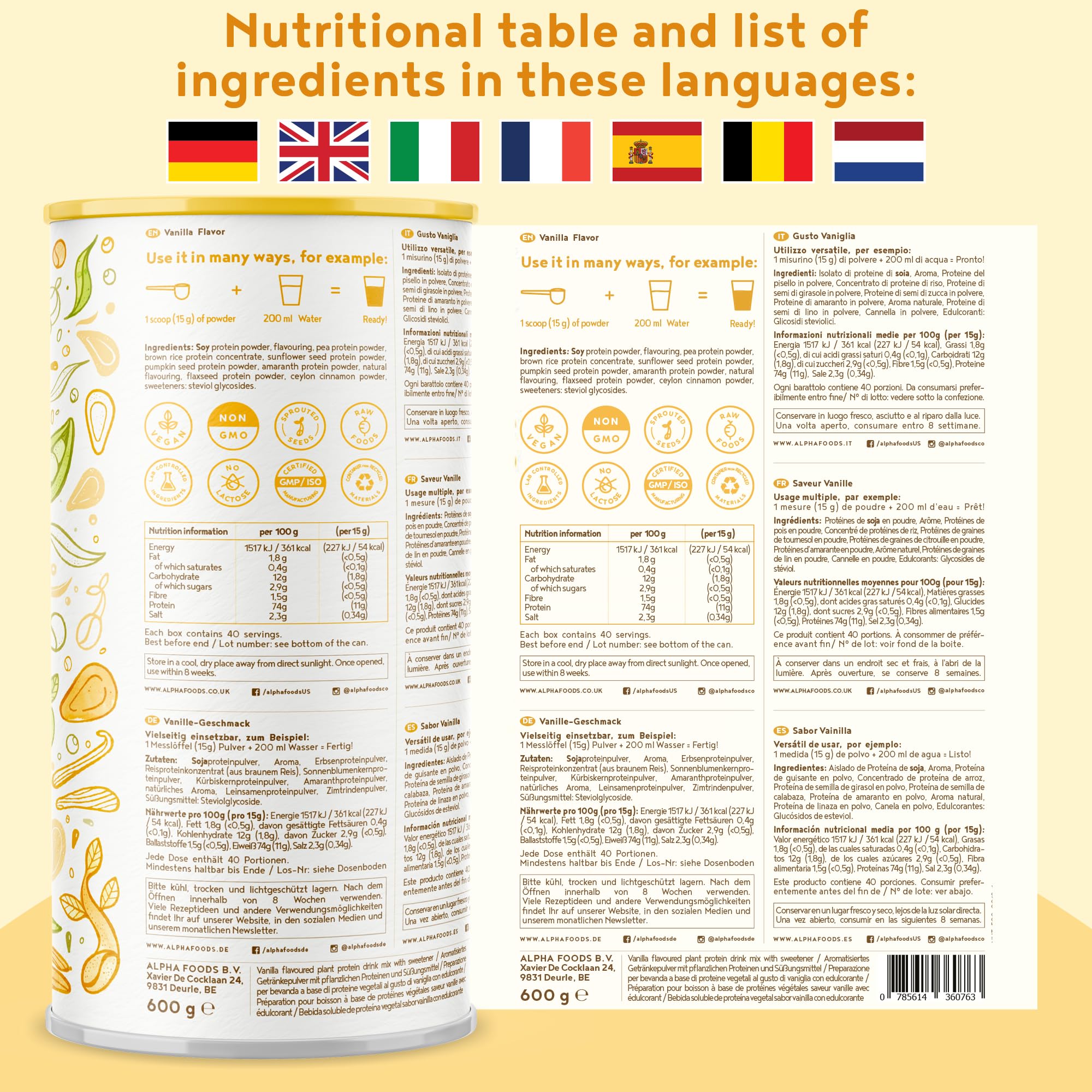 Vegan Protein Powder - Muscle Building Powder with Amino Acids - Plant Based Protein Shake Alpha FoodsAu supplements